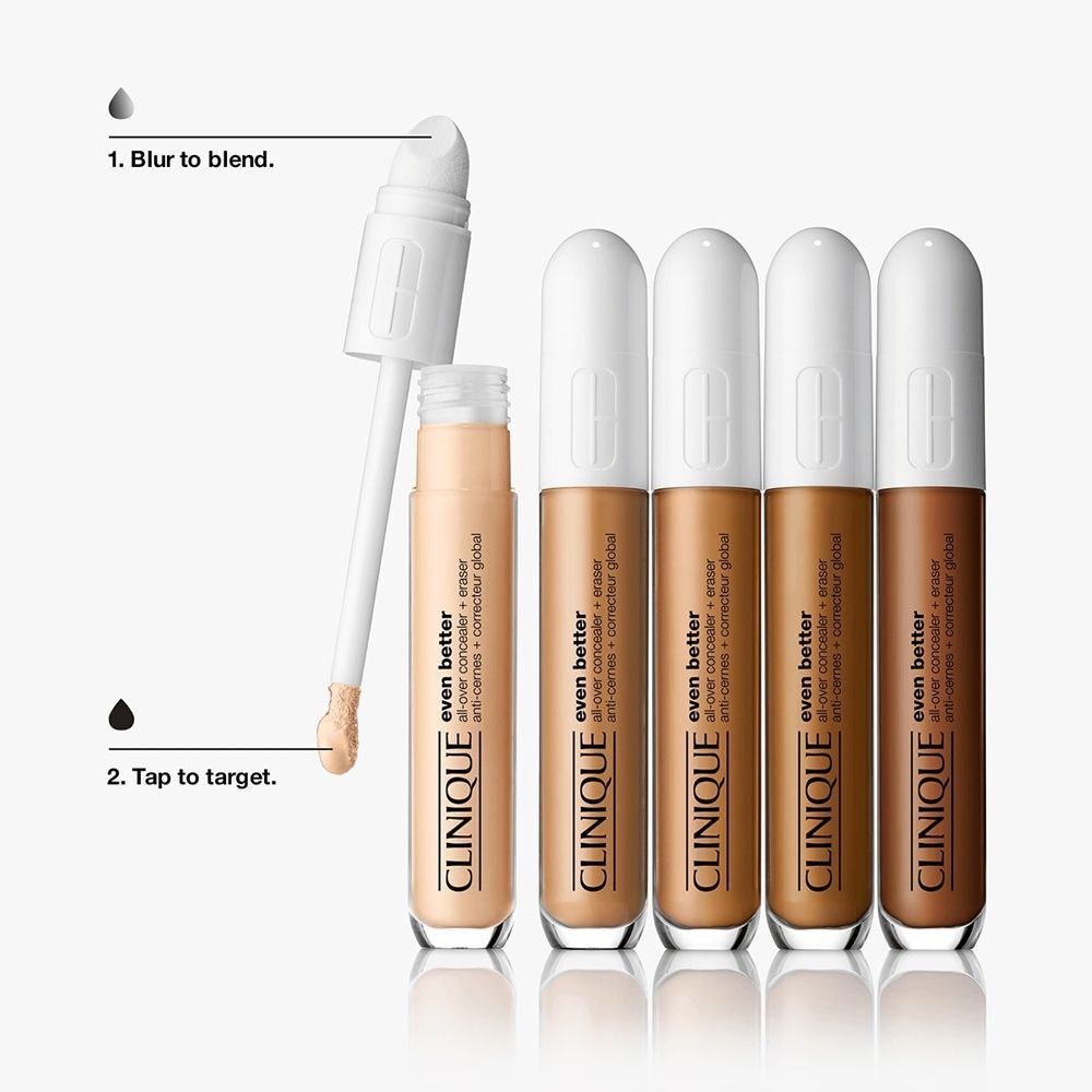 CLINIQUE Even Better™ All-Over Concealer + Eraser: applicator en meerdere concealers.
