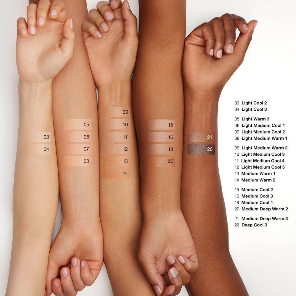 Bras avec différentes teintes de Clinique Even Better Clinical Vitamin Makeup. Teinte MEDIUM COOL 2.