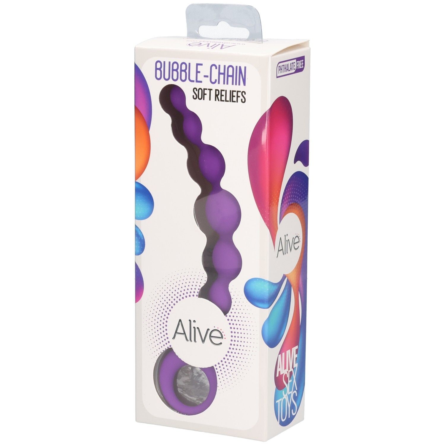Paarse siliconen parelketting, golvend, 15 cm. Ftalaatvrij.
