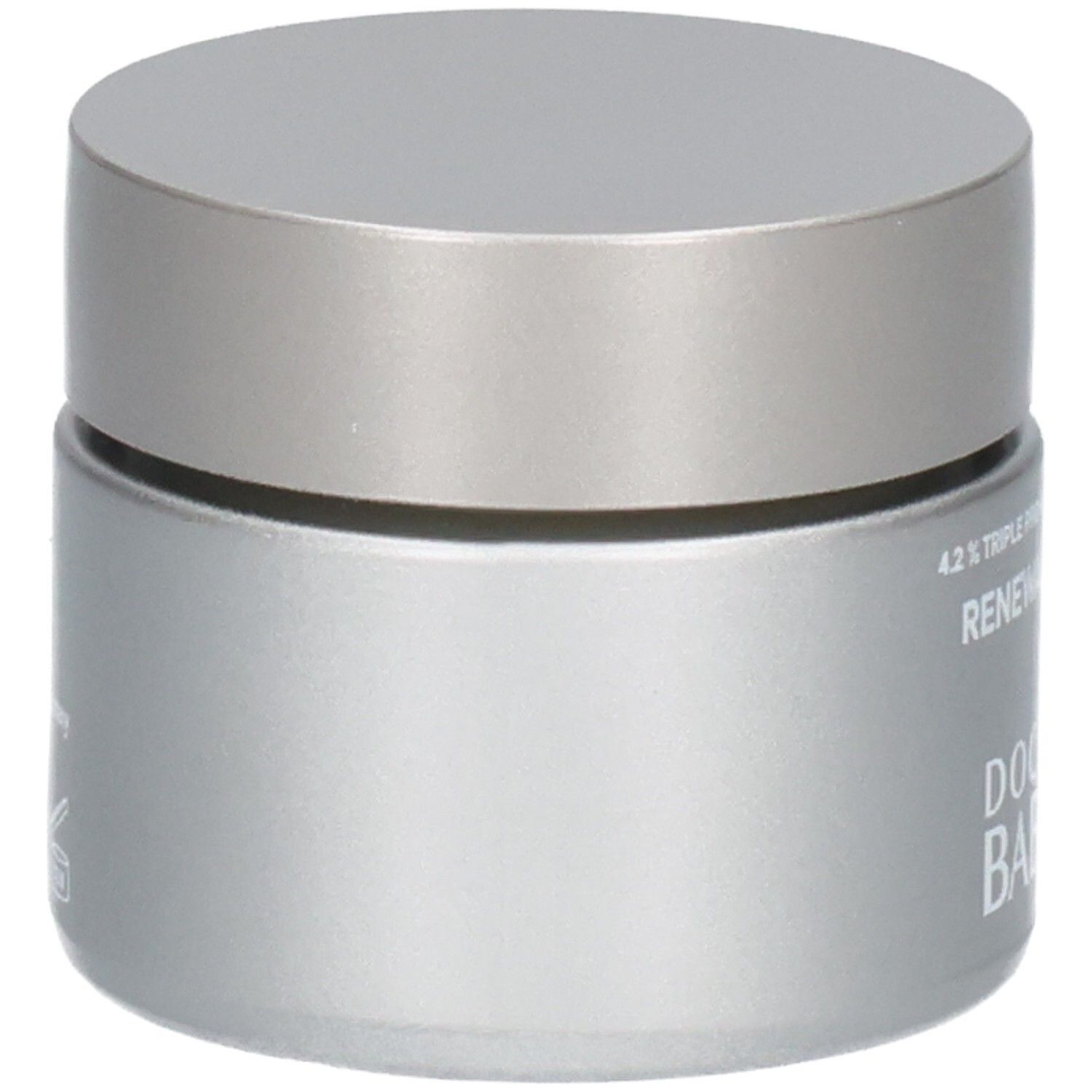 Doctor Babor Renewal Cream, pot argenté avec couvercle argenté, vue latérale.