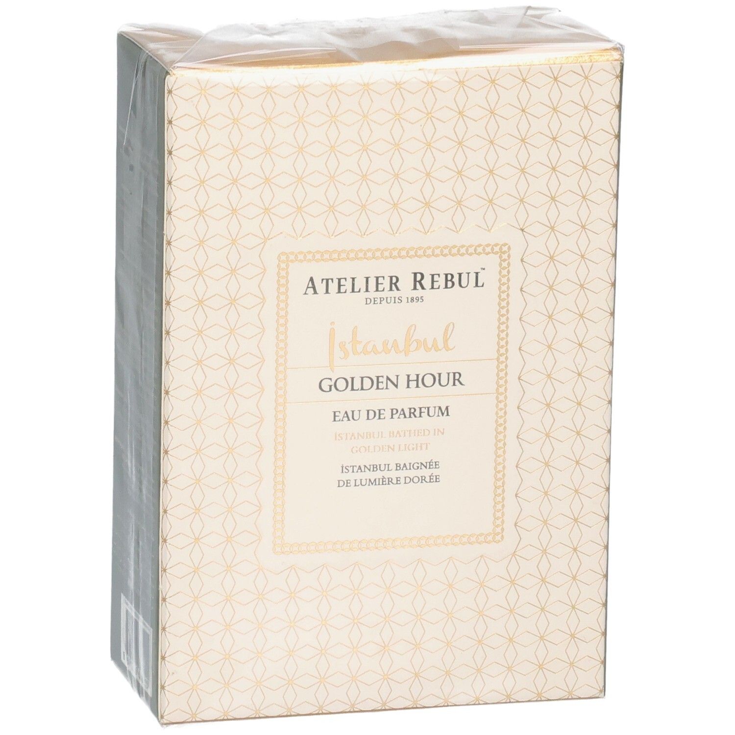 Atelier Rebul Golden Hour Eau de Parfum verpakking, vooraanzicht.