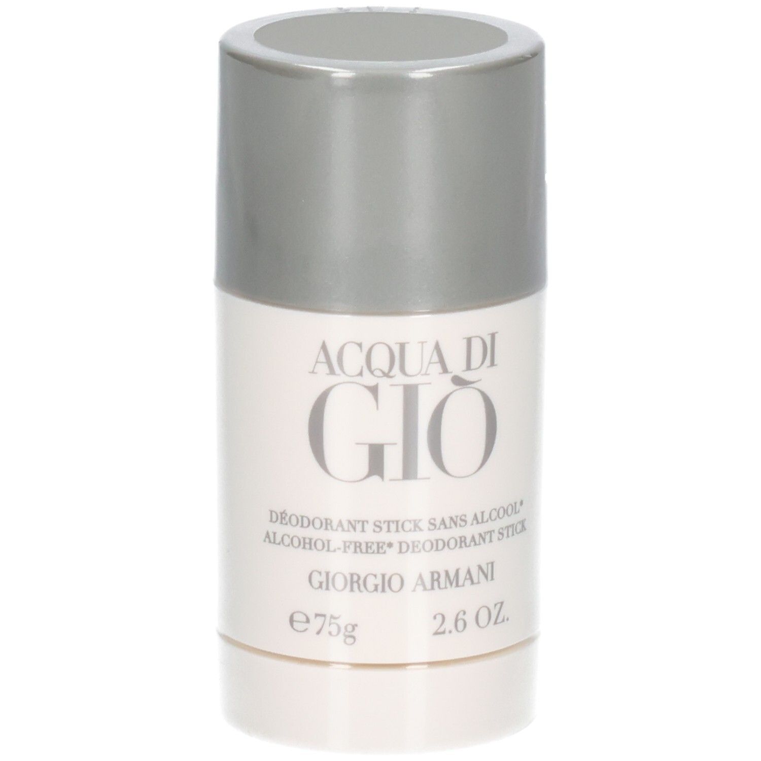 Giorgio Armani Acqua Di Gio Deodorant Stick, 75g. Witte houder met zilveren dop.
