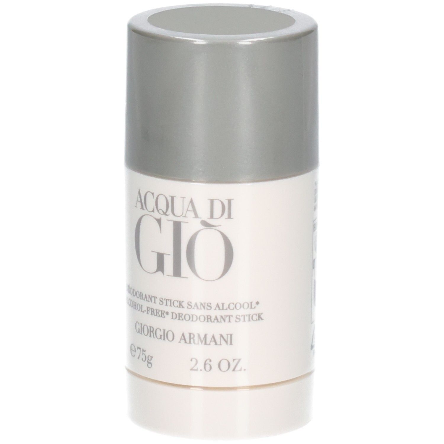 Giorgio Armani Acqua Di Gio Deodorant Stick, 75g. Voorkant met productnaam en gewicht.