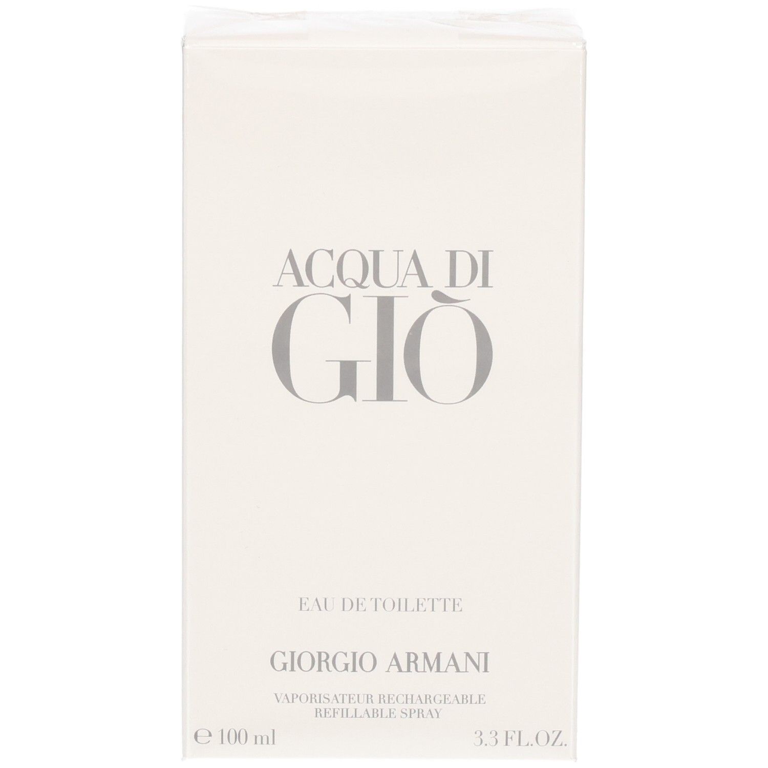 Voorkant van de Giorgio Armani Acqua di Gio Eau de Toilette verpakking, 100 ml.