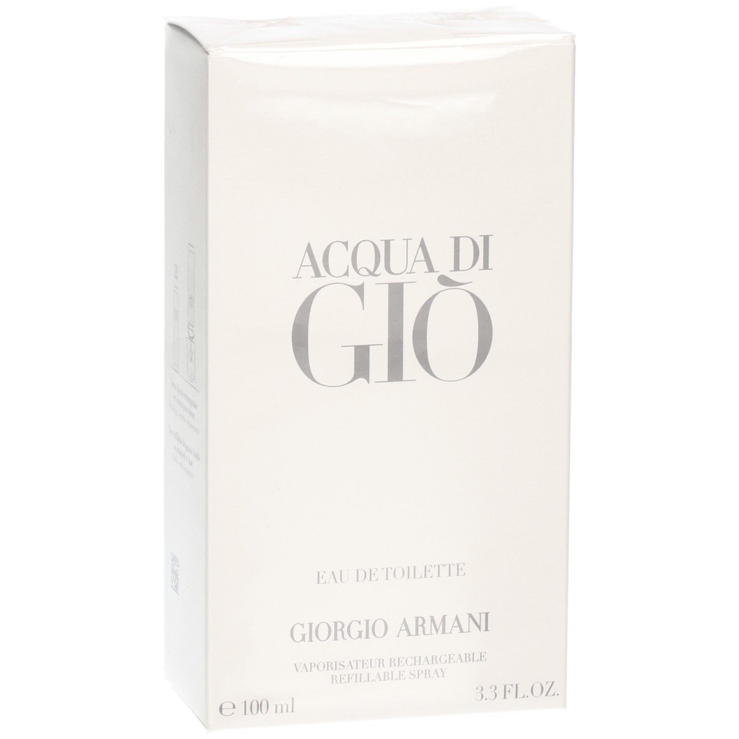 Verpakking Giorgio Armani Acqua di Gio Eau de Toilette, 100 ml, navulbare spray.