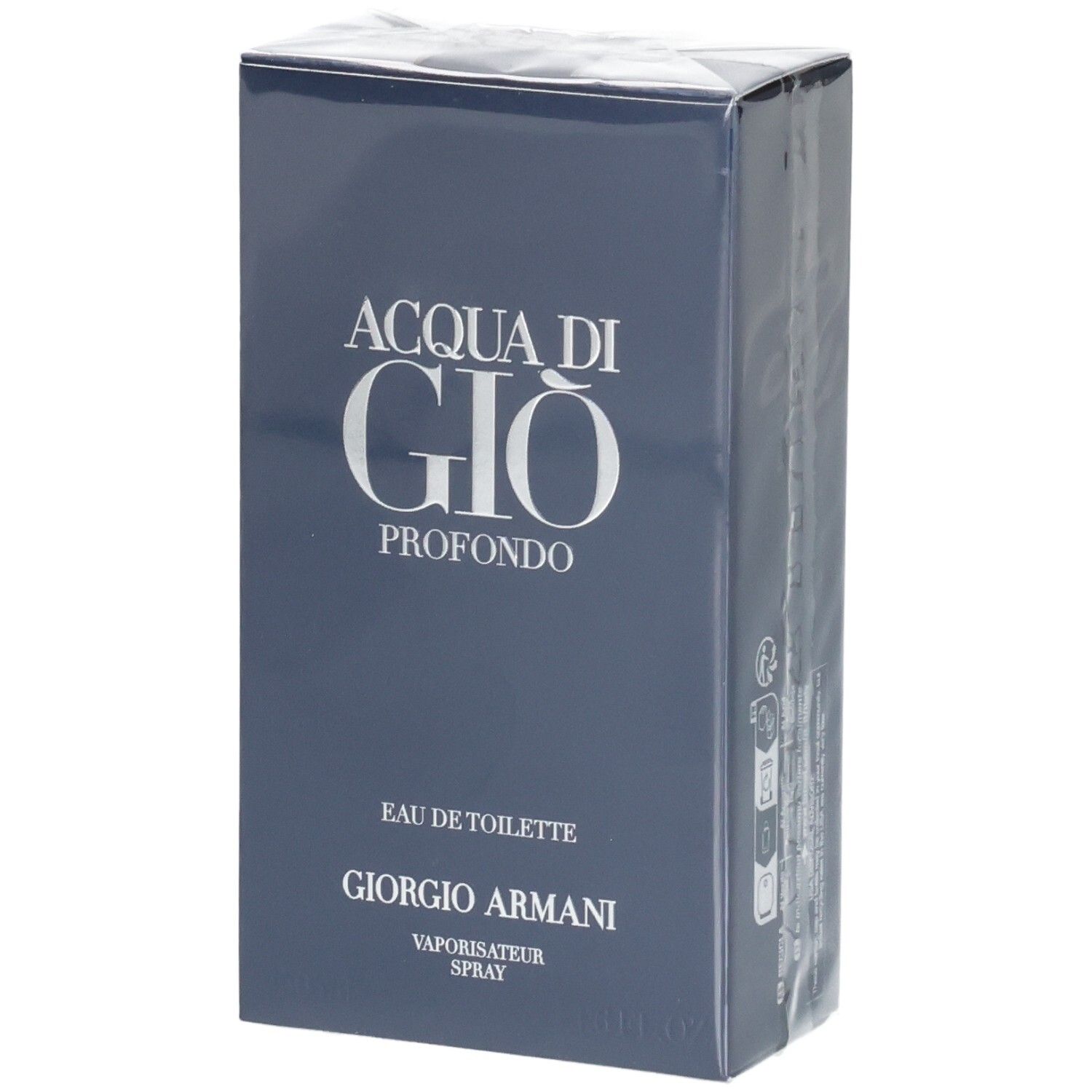 Verpakking Giorgio Armani Acqua Di Gio Profondo Eau de Toilette, donkerblauw.