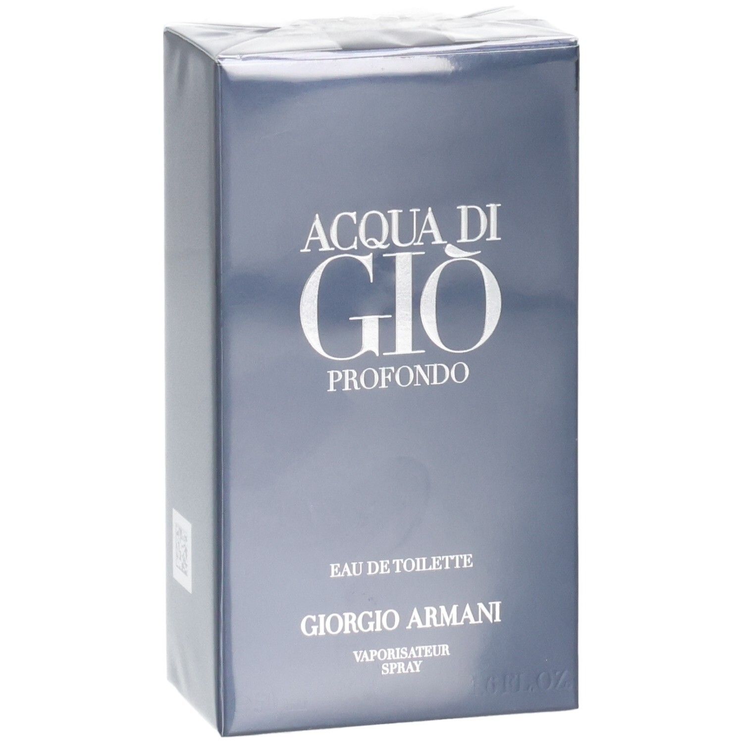 Verpakking Giorgio Armani Acqua Di Gio Profondo Eau de Toilette, donkerblauw.
