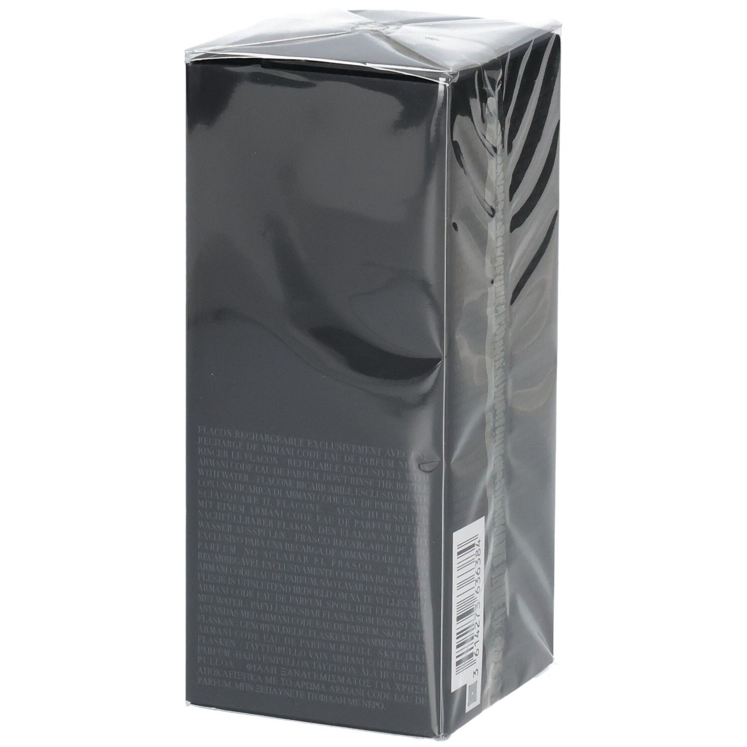 Côté de l'emballage Armani Code Eau de Parfum avec informations produit.