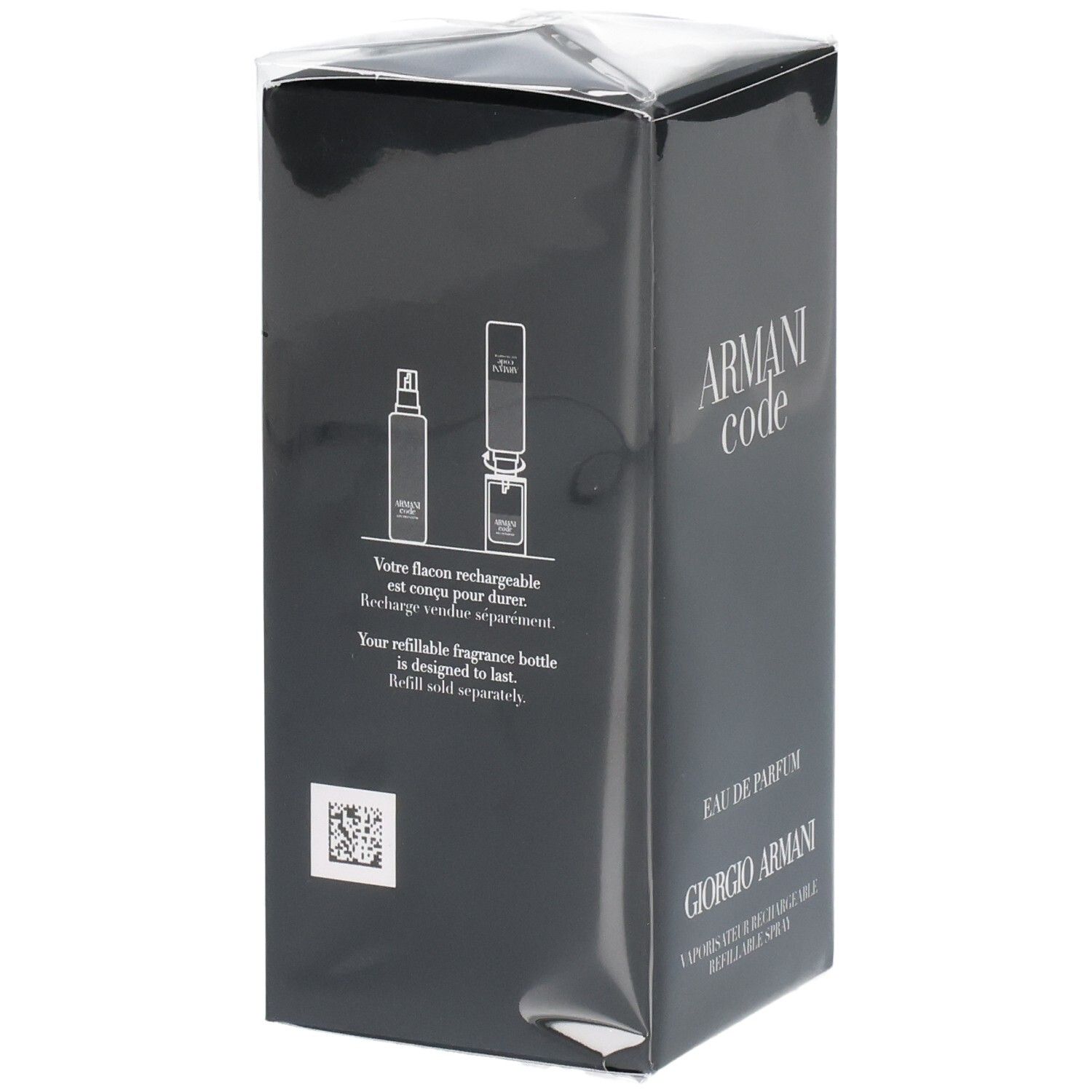Armani Code Eau de Parfum, Giorgio Armani, Vaporisateur rechargeable. Illustration: système de recharge.