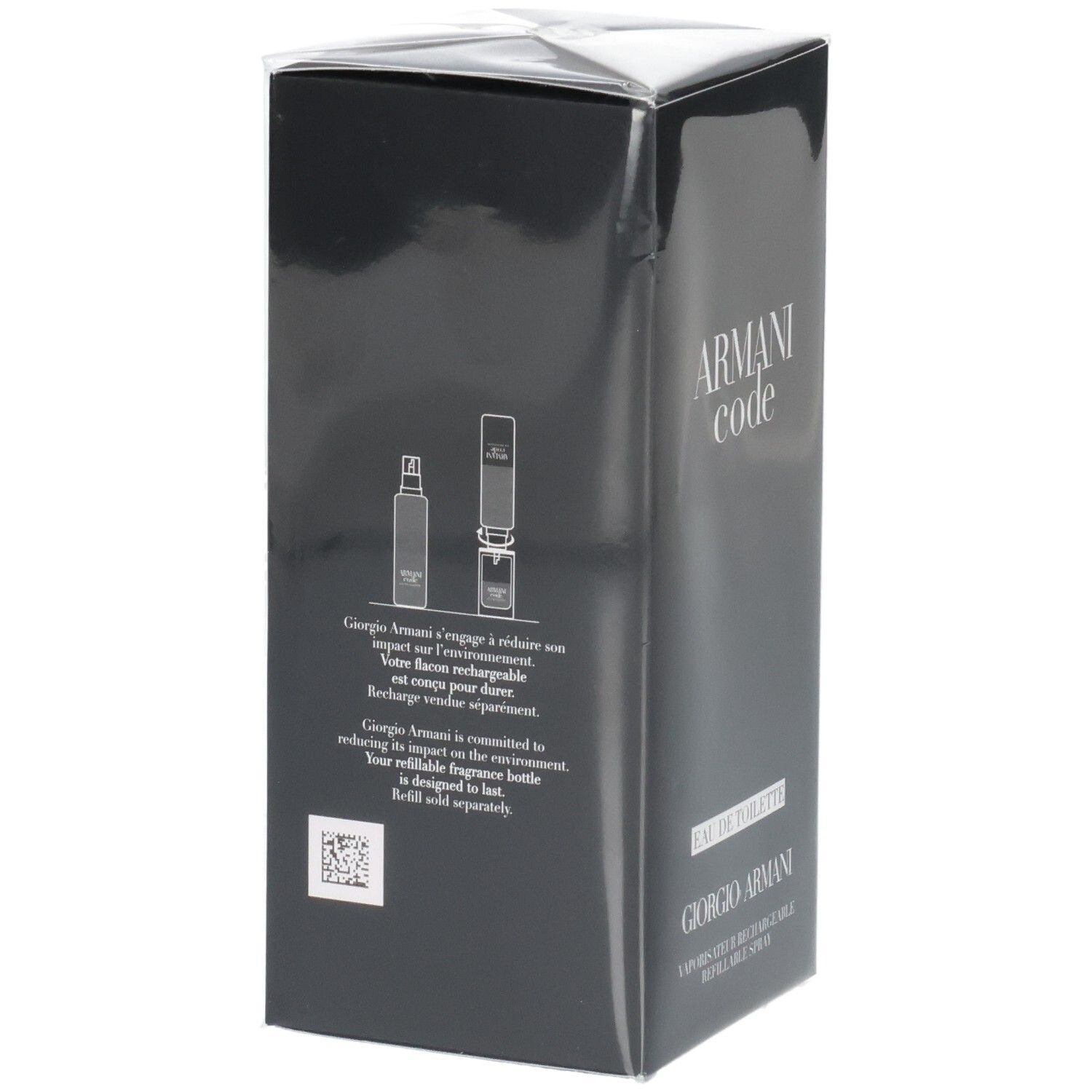 Giorgio Armani Code Eau de Toilette, 125ml, achterkant met navulinstructies.