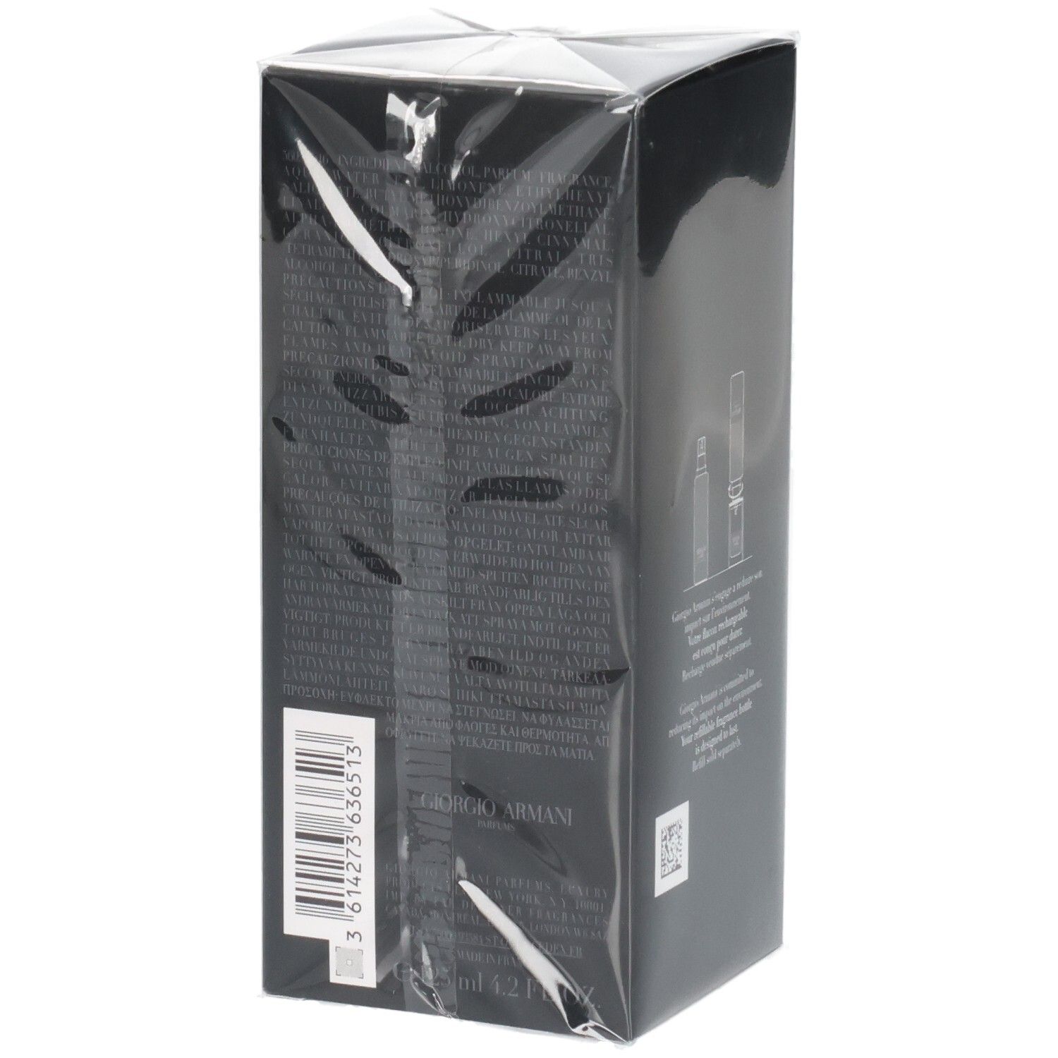 Giorgio Armani Code Eau de Toilette, 125ml, zijaanzicht met barcode.