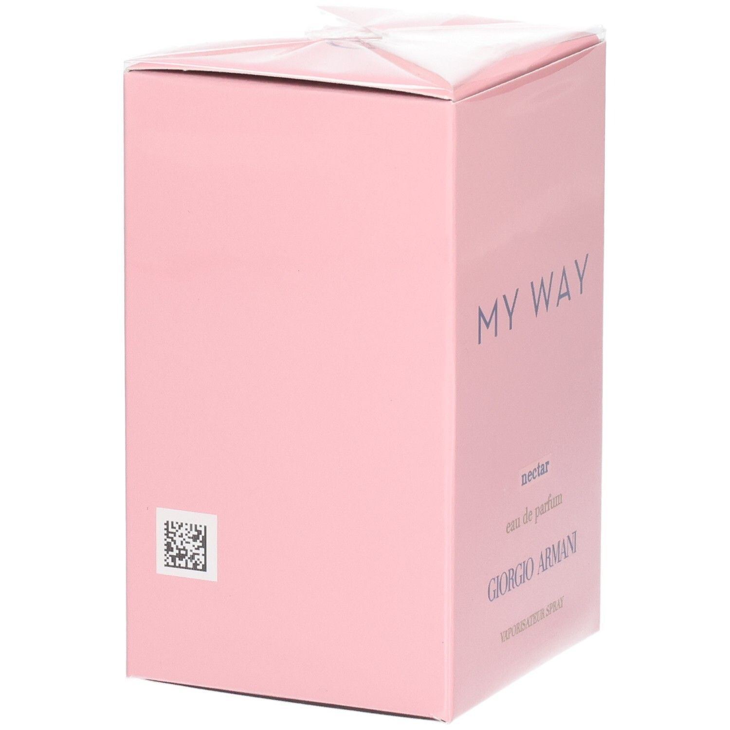 Verpakking van Giorgio Armani My Way Nectar Eau de Parfum Vaporisateur Spray met QR-code.