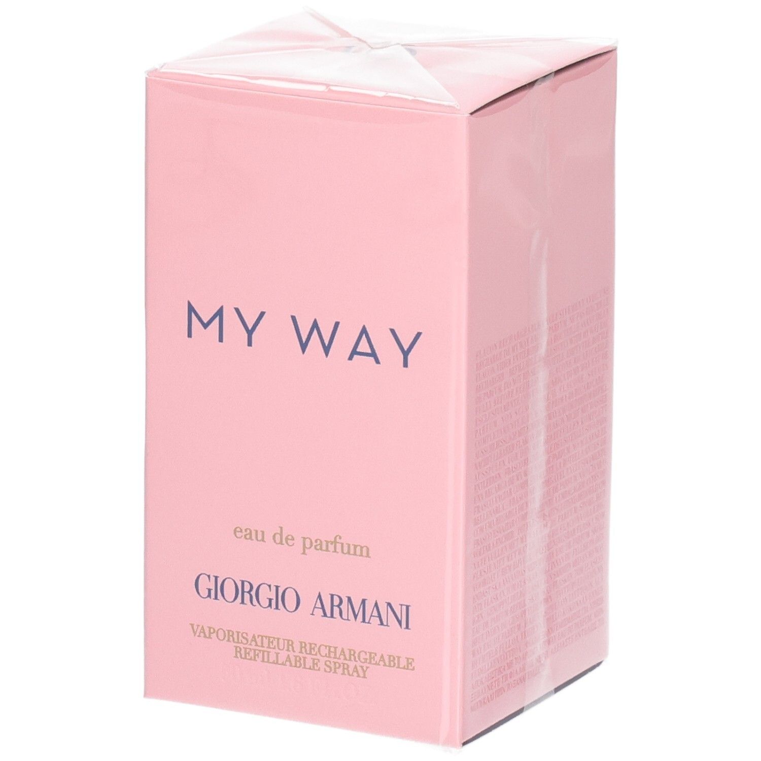 Giorgio Armani My Way Eau de Parfum, 50ml. Roze verpakking met paarse tekst.