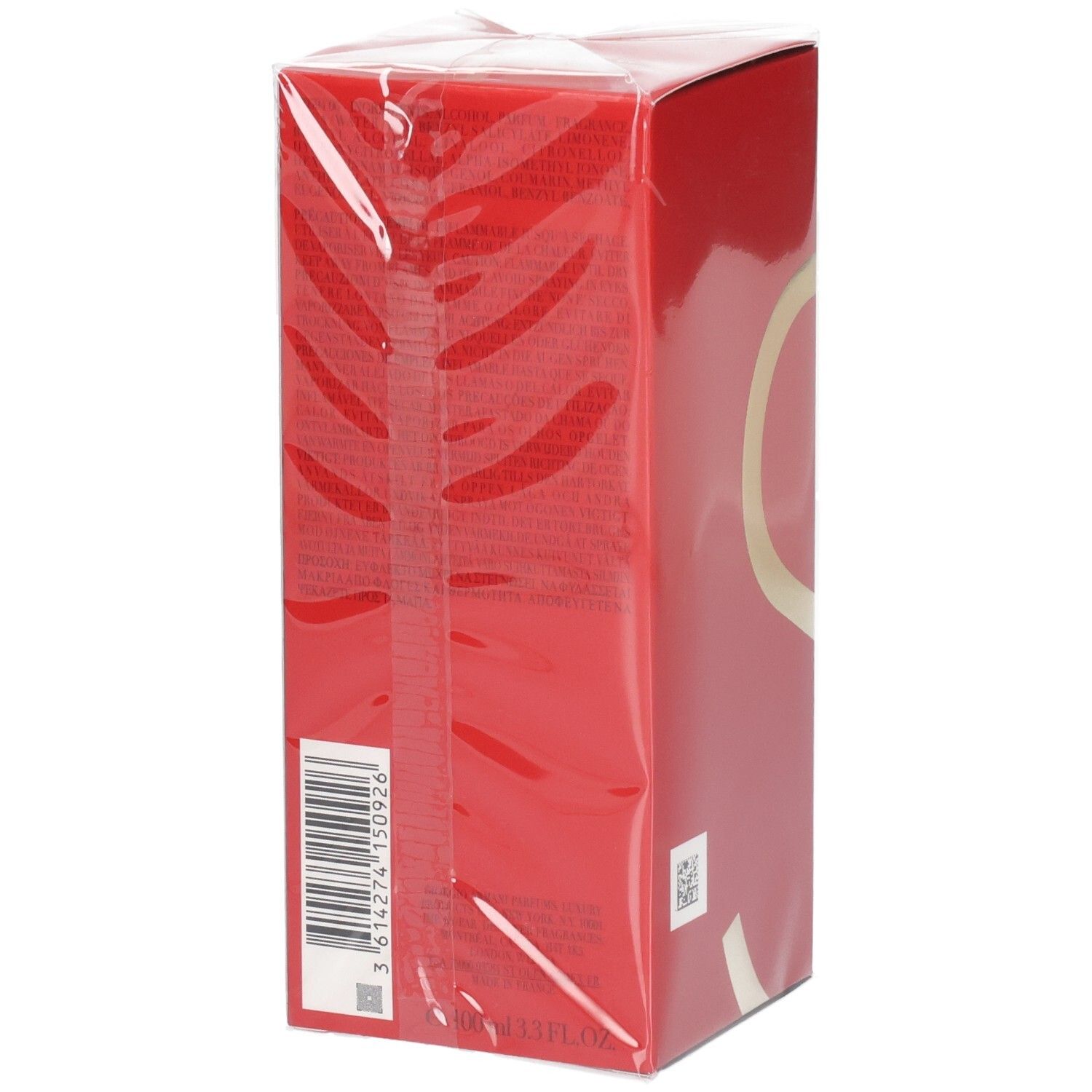 Achterkant van de Giorgio Armani Si Passione Intense verpakking met barcode en productinformatie.