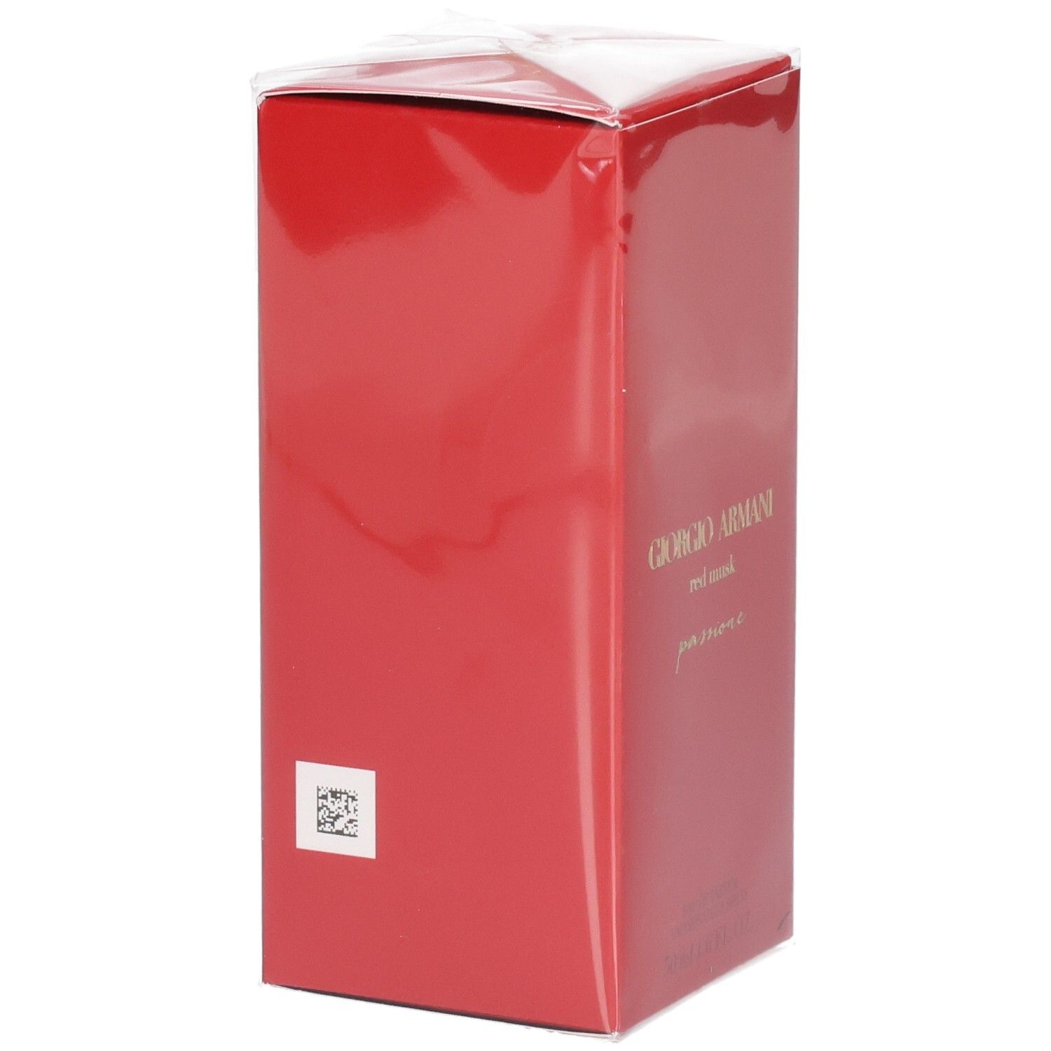 Rode Giorgio Armani Sì Passione Red Musk Eau de Parfum verpakking met QR-code.