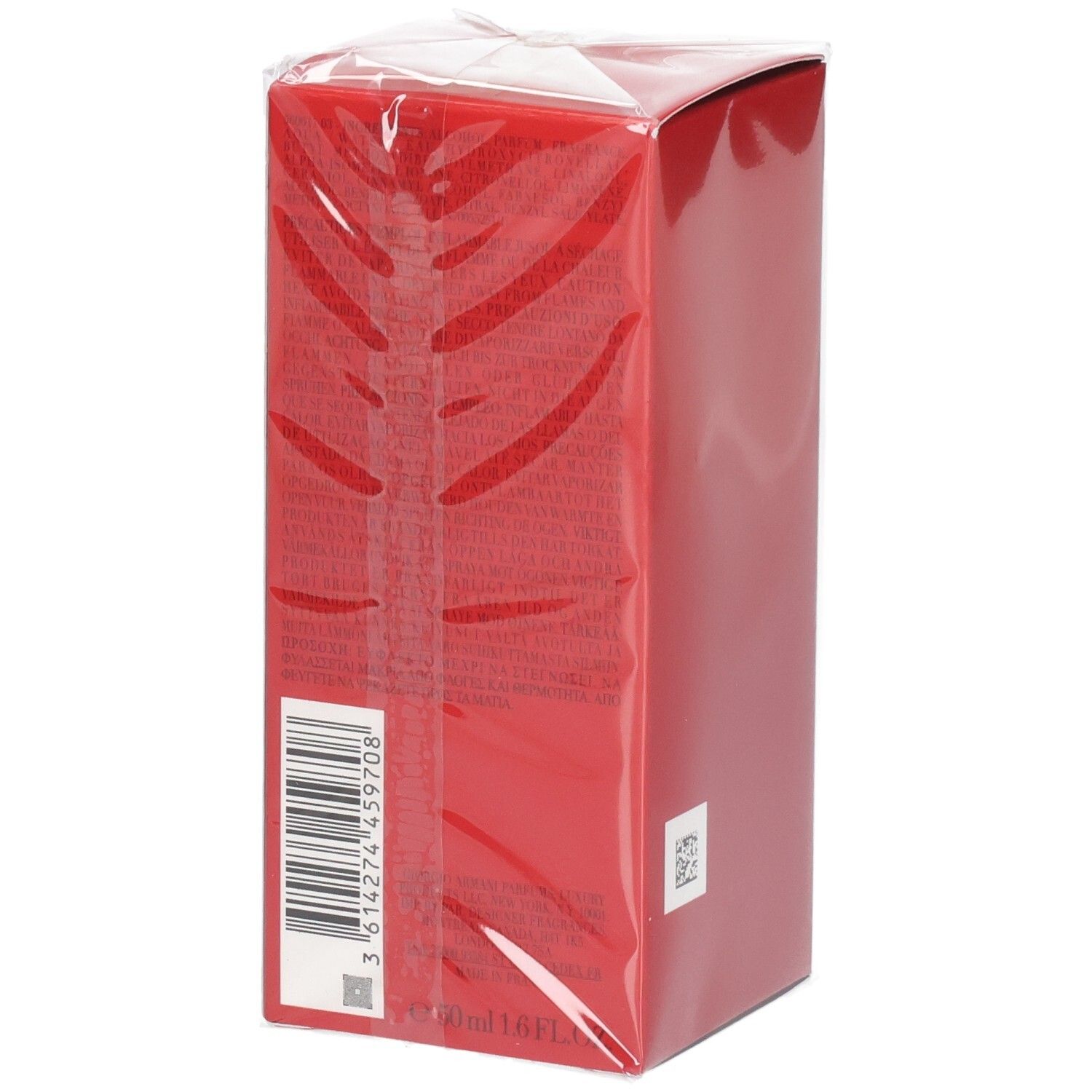 Rode Giorgio Armani Sì Passione Red Musk Eau de Parfum verpakking met barcode.