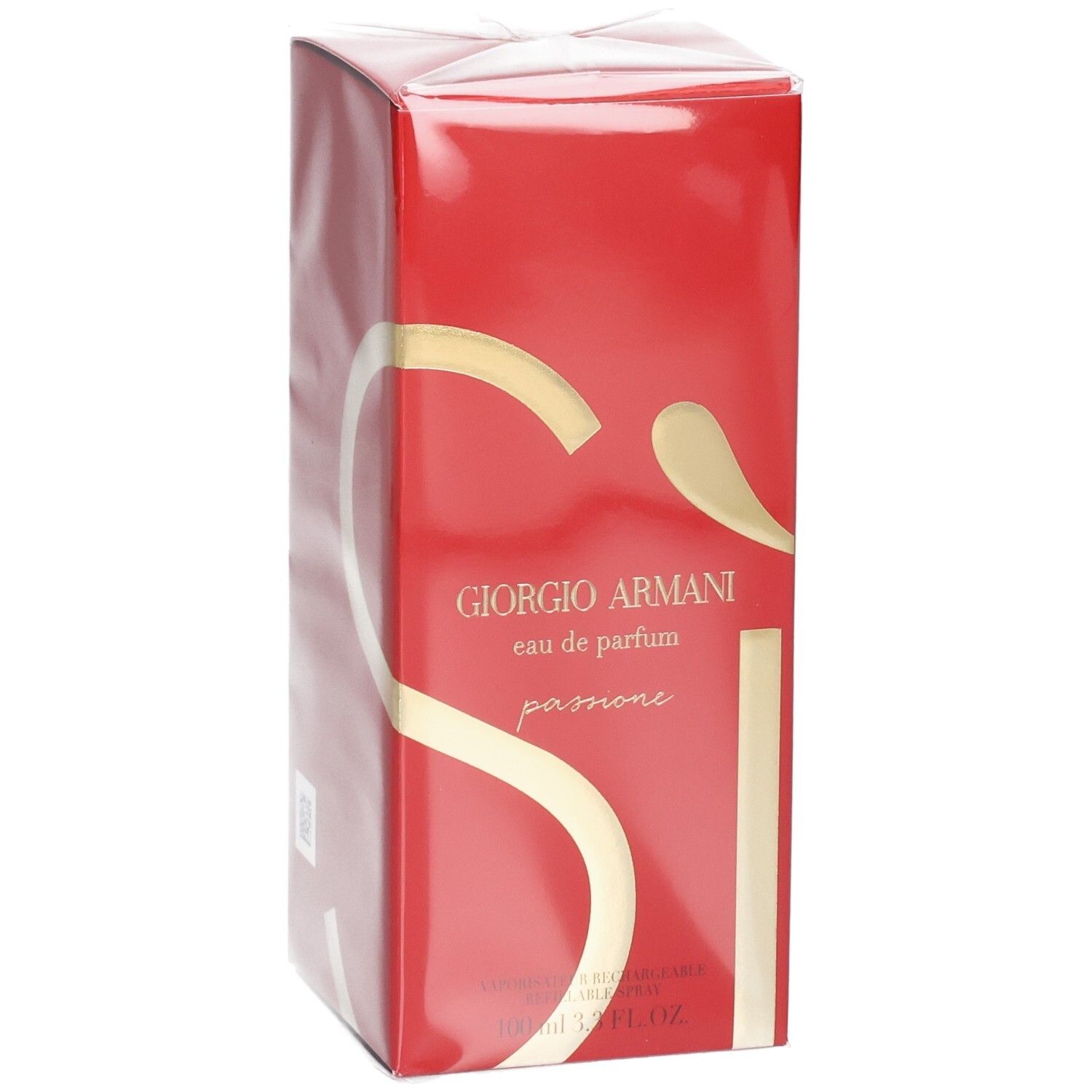 Giorgio Armani Si Passione Eau de Parfum, rode verpakking met gouden tekst en SI-logo.