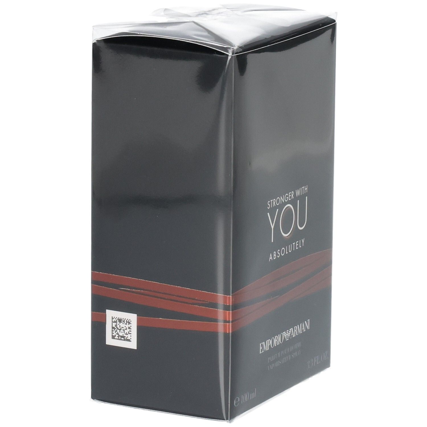Verpakking van Emporio Armani Stronger With You Absolutely Eau de Parfum voor heren, zijaanzicht.