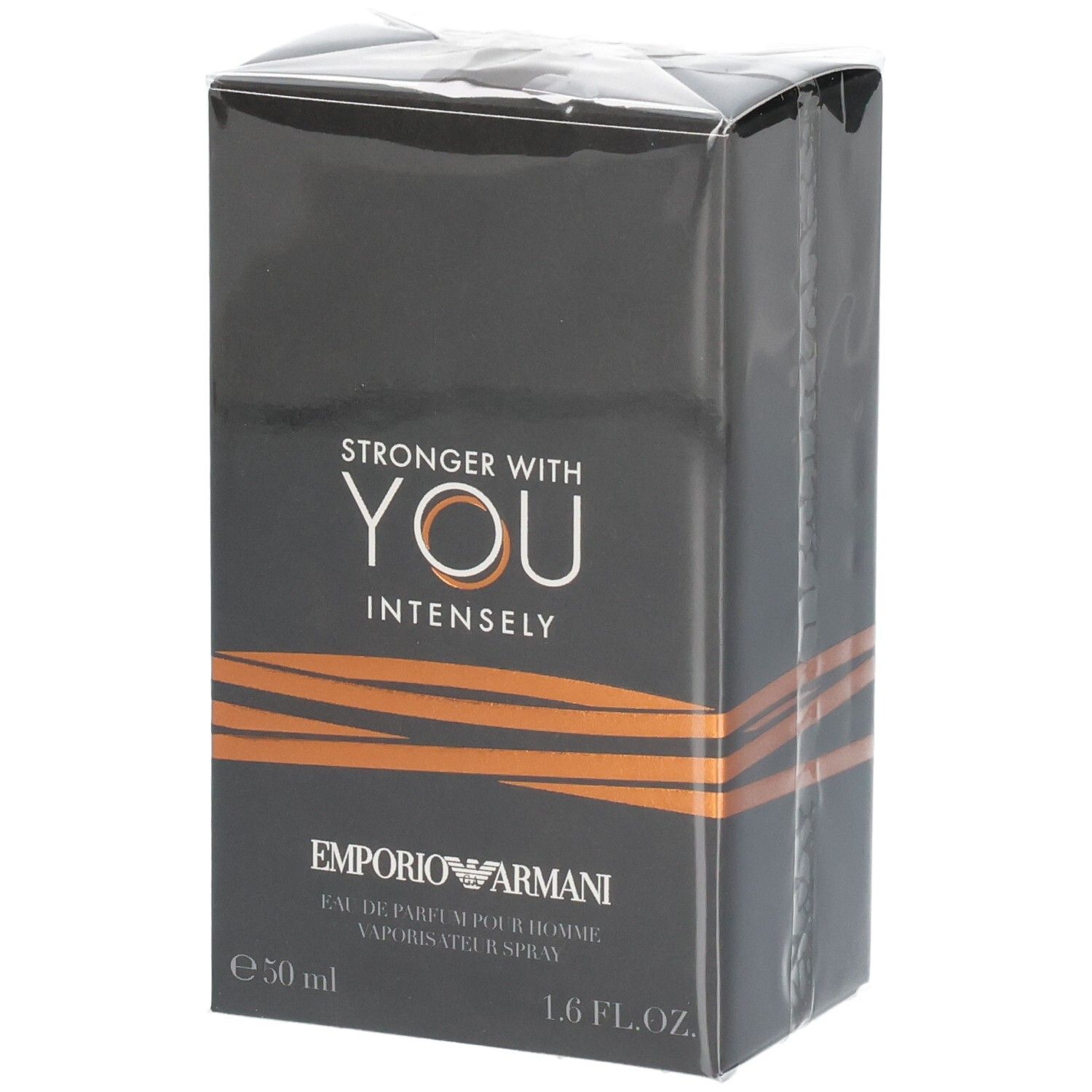 Emballage de l'Eau de Parfum Armani Stronger With You Intensely 50ml.