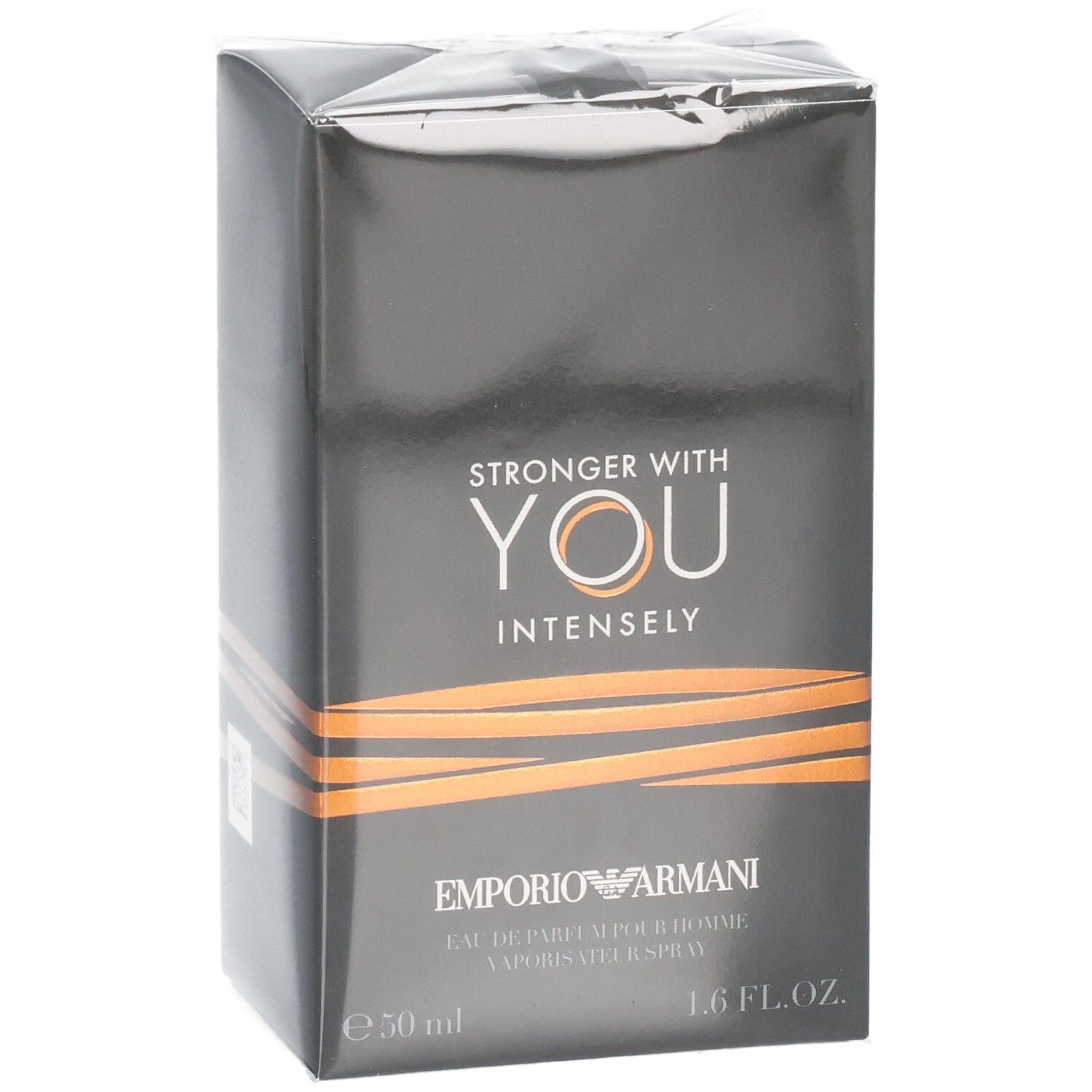 Emballage de l'Eau de Parfum Armani Stronger With You Intensely 50ml.