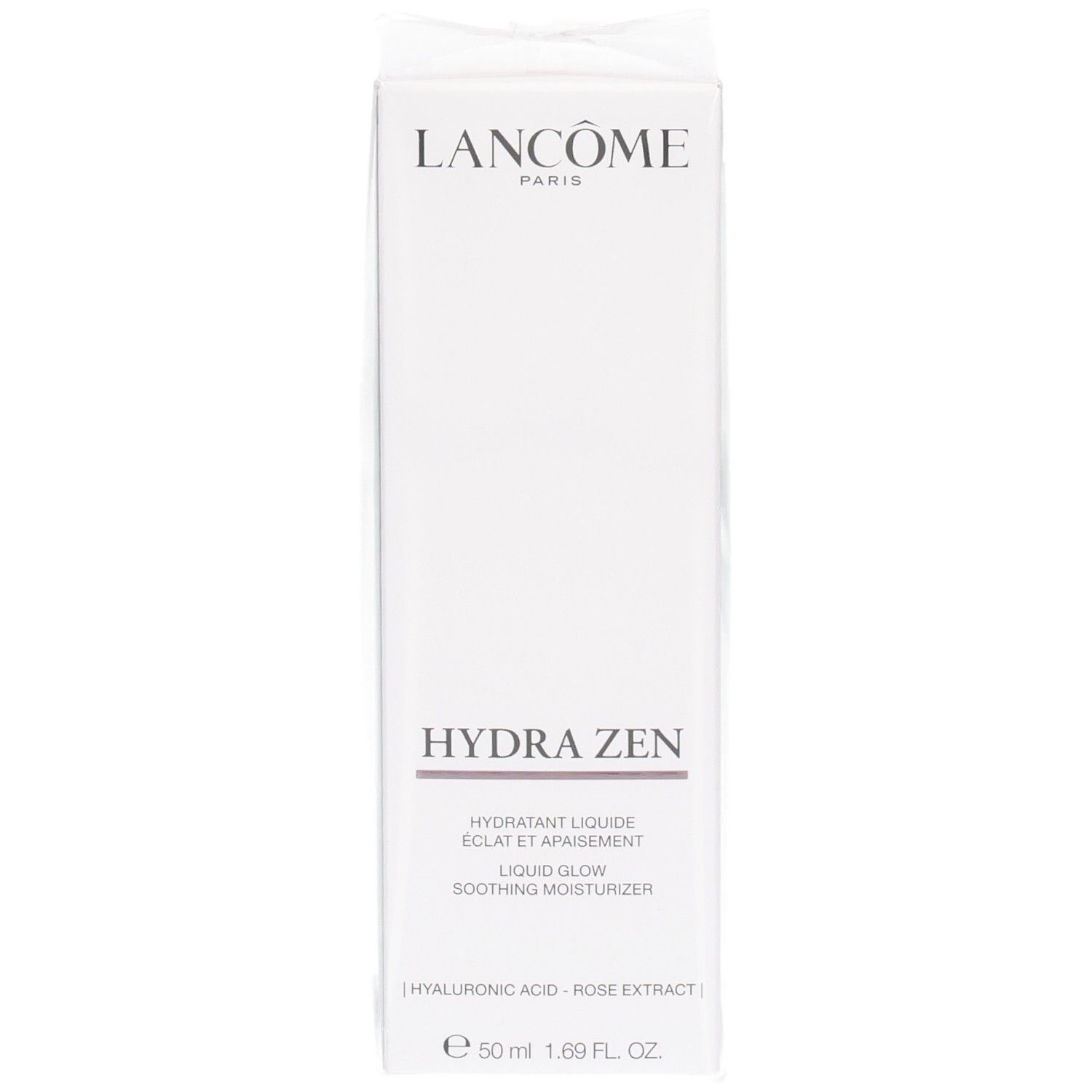 Lancôme Hydra Zen hydraterende vloeistof, voorkant van de witte verpakking.