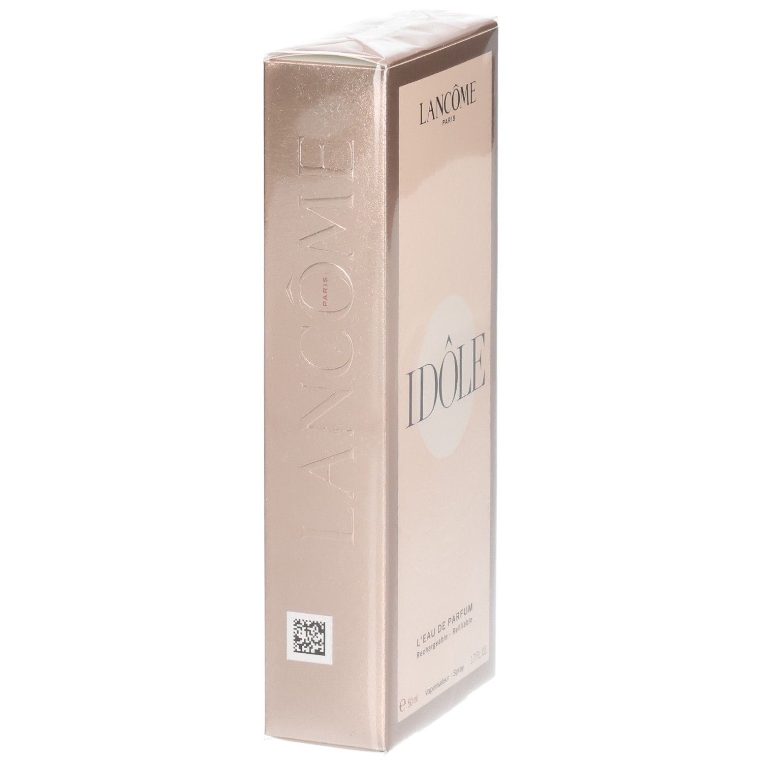 Lancôme Idôle Eau de Parfum 50ml doosje, zijkant met reliëftekst.