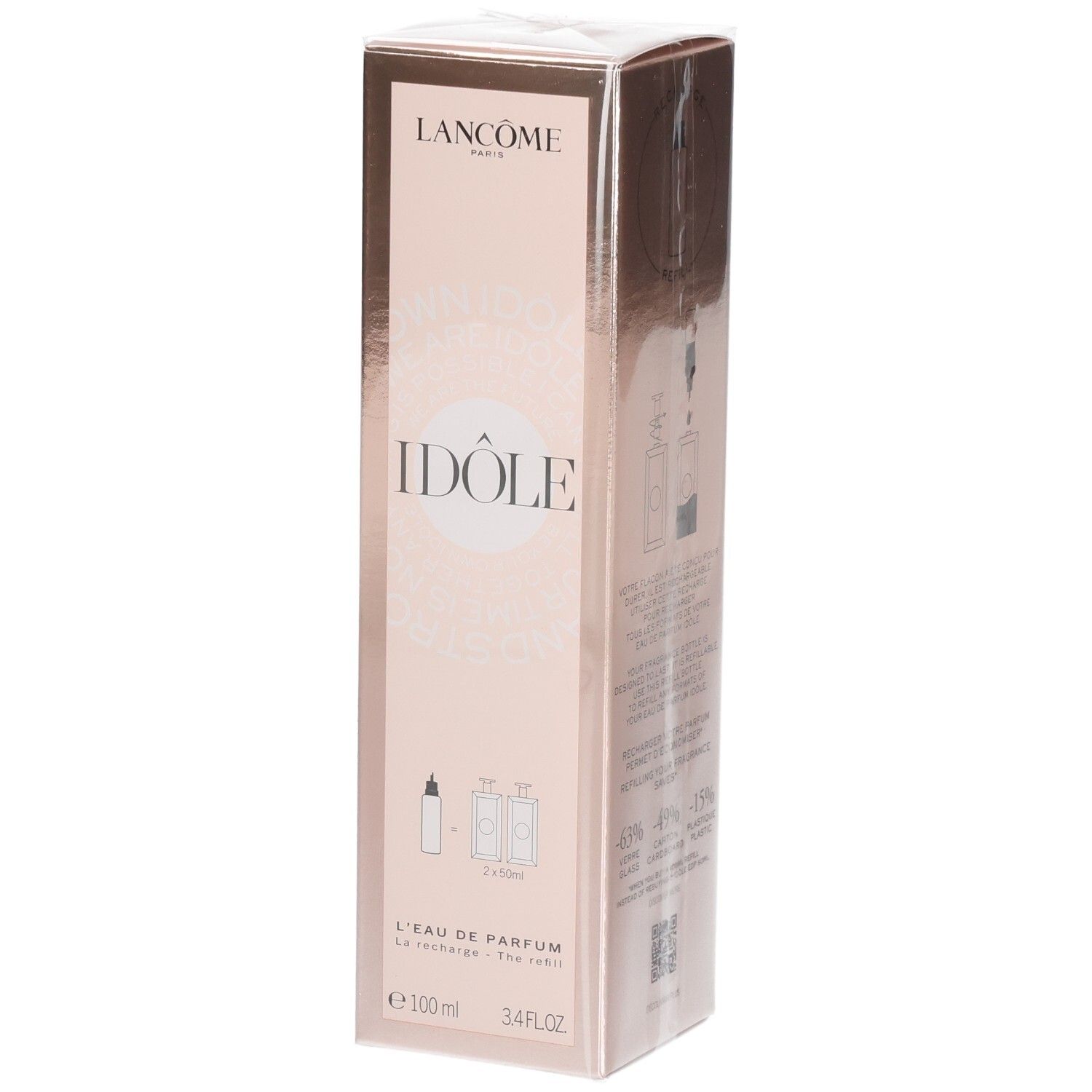 Voorkant van de Lancôme Idôle Eau de Parfum navulling, 100ml.