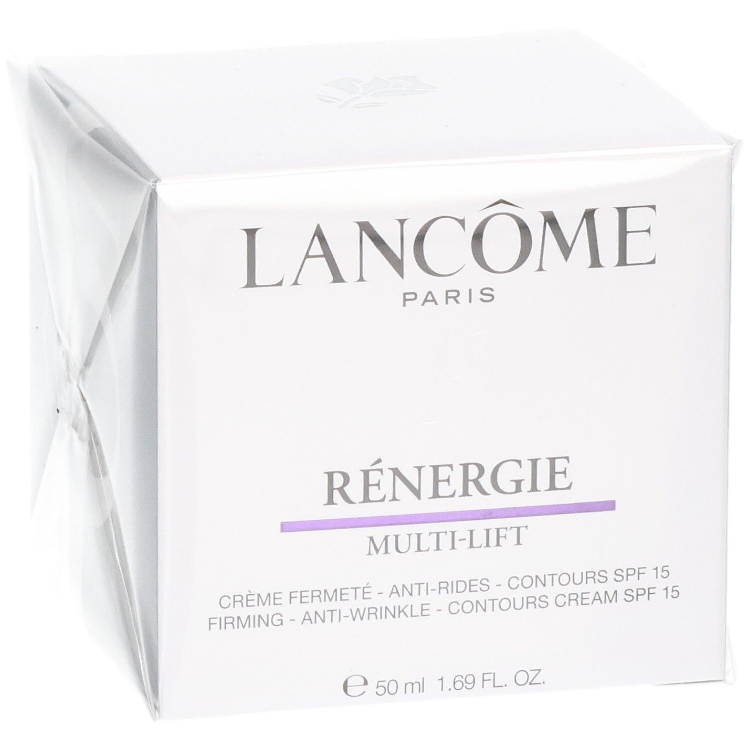 Lancôme Rénergie Multi-Lift Crème Fermeté Anti-Rides SPF 15, emballage, vue de trois quarts avant.