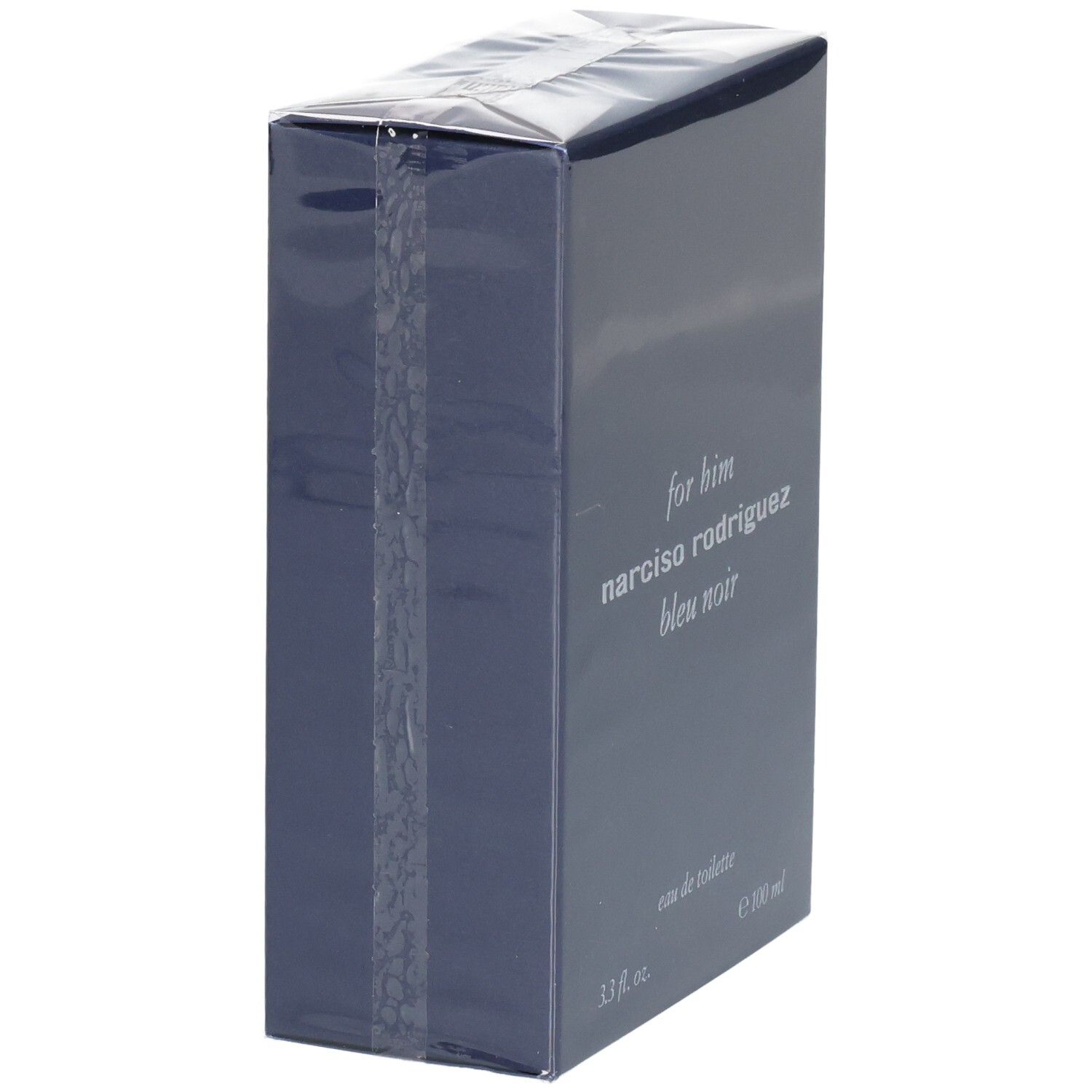 Boîte Narciso Rodriguez For Him Bleu Noir Eau de Toilette, côté.