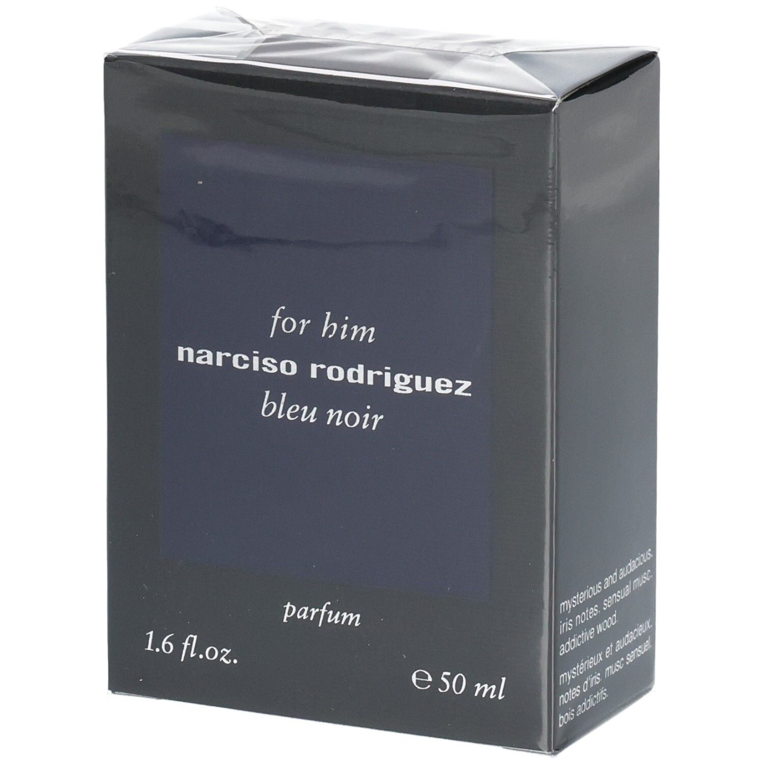 Emballage du parfum Narciso Rodriguez For Him Bleu Noir, 50 ml.