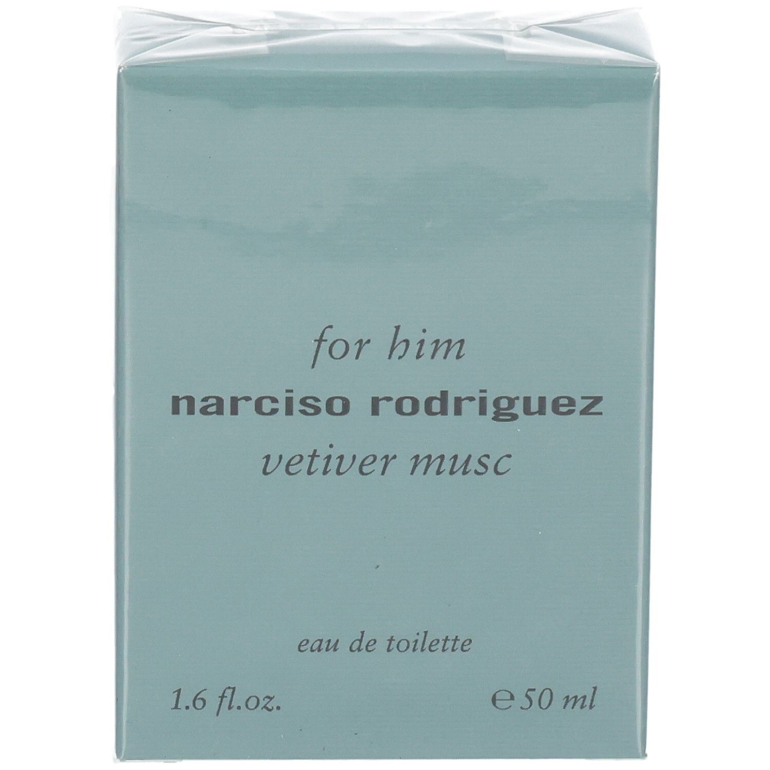 Avant de la boîte de Narciso Rodriguez For Him Vetiver Musc Eau de Toilette, 50 ml.
