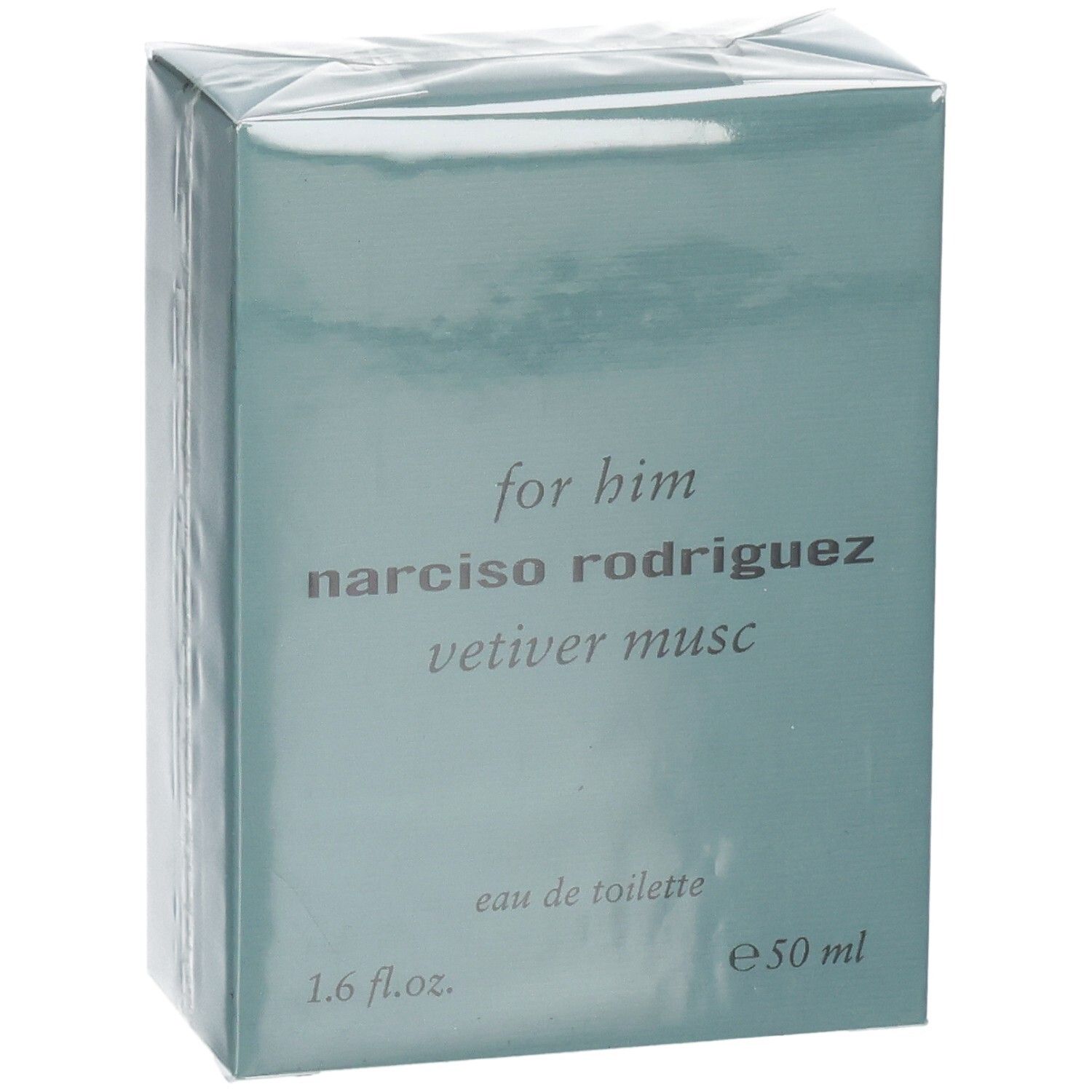 Boîte de Narciso Rodriguez For Him Vetiver Musc Eau de Toilette, 50 ml, vue du dessus.
