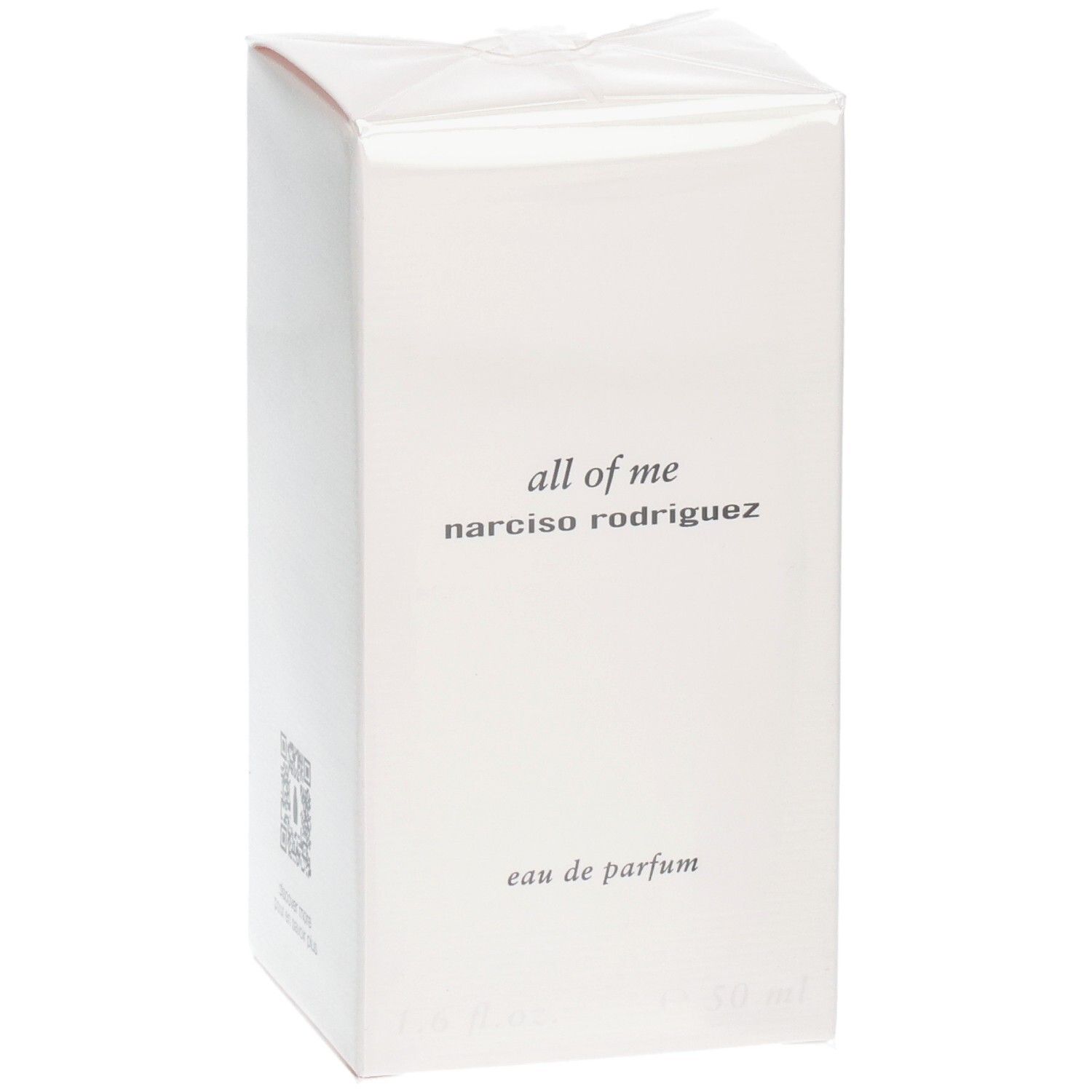 Emballage du parfum Narciso Rodriguez All of Me Eau de Parfum, légèrement incliné.