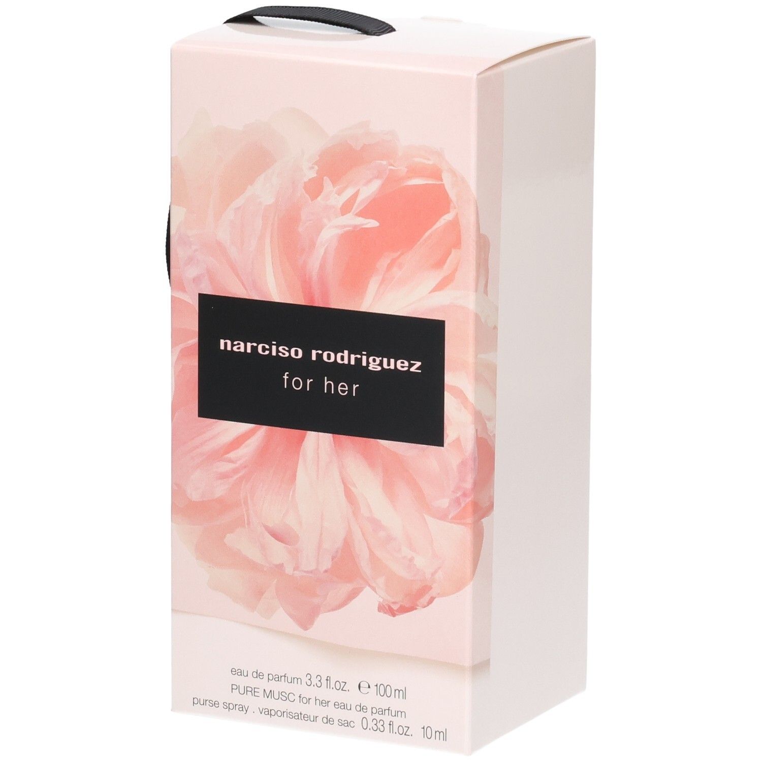 Coffret Narciso Rodriguez For Her Eau de Parfum, motif floral, avec anse.