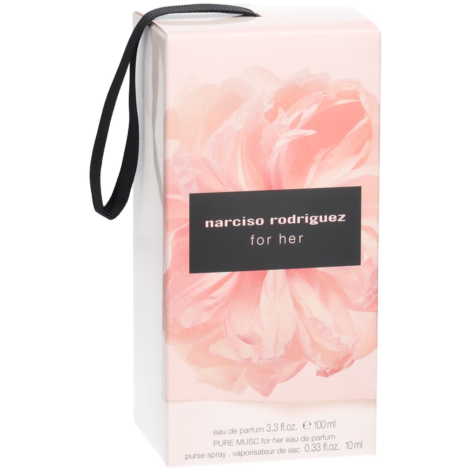 Coffret Narciso Rodriguez For Her Eau de Parfum, motif floral, avec anse.