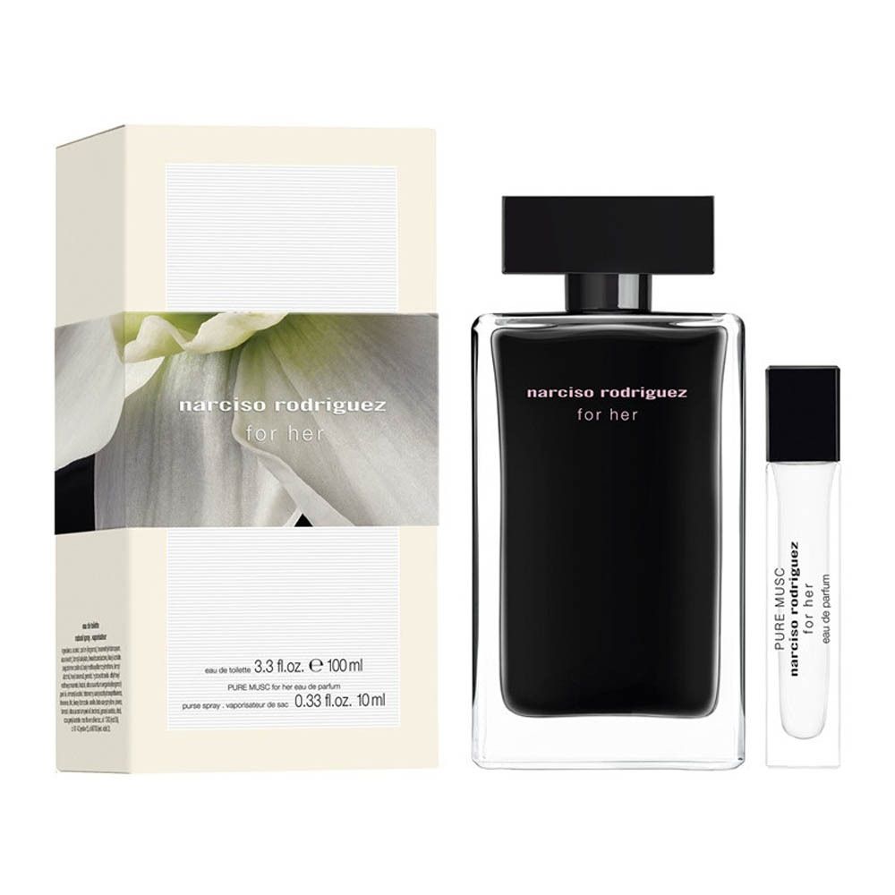 Narciso Rodriguez for her Eau de Toilette 100ml et Pure Musc Purse Spray 10ml dans un coffret cadeau.