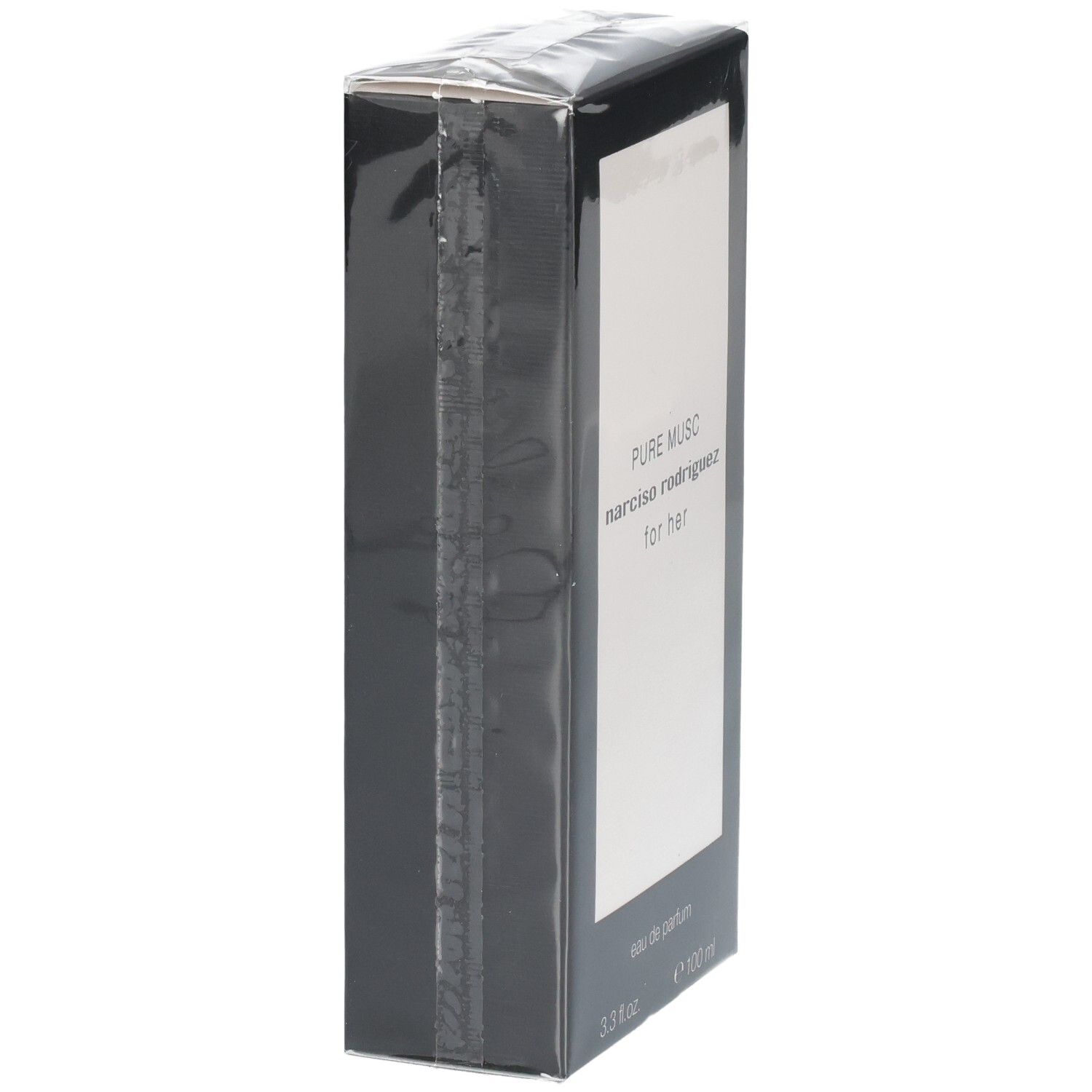 Vue latérale de la boîte Narciso Rodriguez For Her Pure Musc Eau de Parfum.