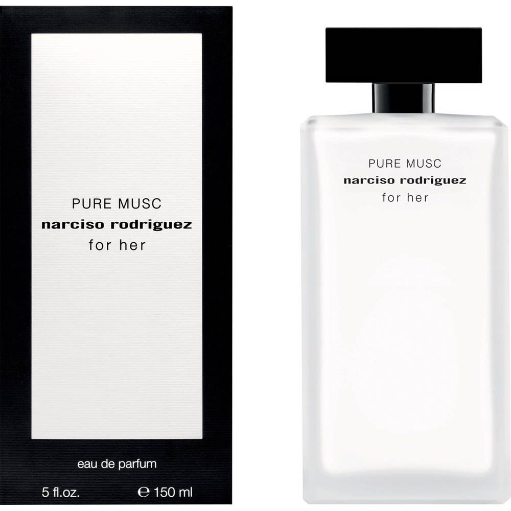 Flacon et boîte Narciso Rodriguez Pure Musc for her Eau de Parfum, 150 ml.