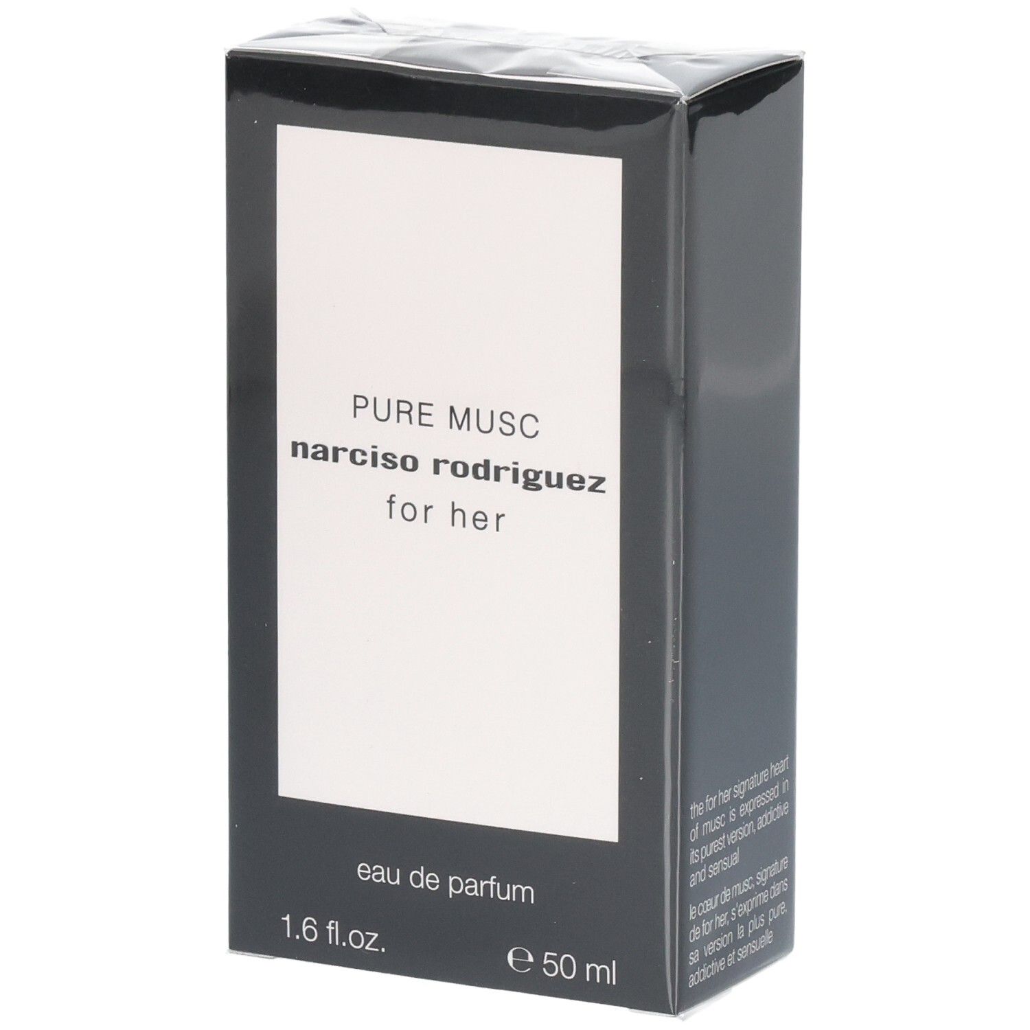 Emballage du parfum Narciso Rodriguez For Her Pure Musc Eau de Parfum, 50 ml.