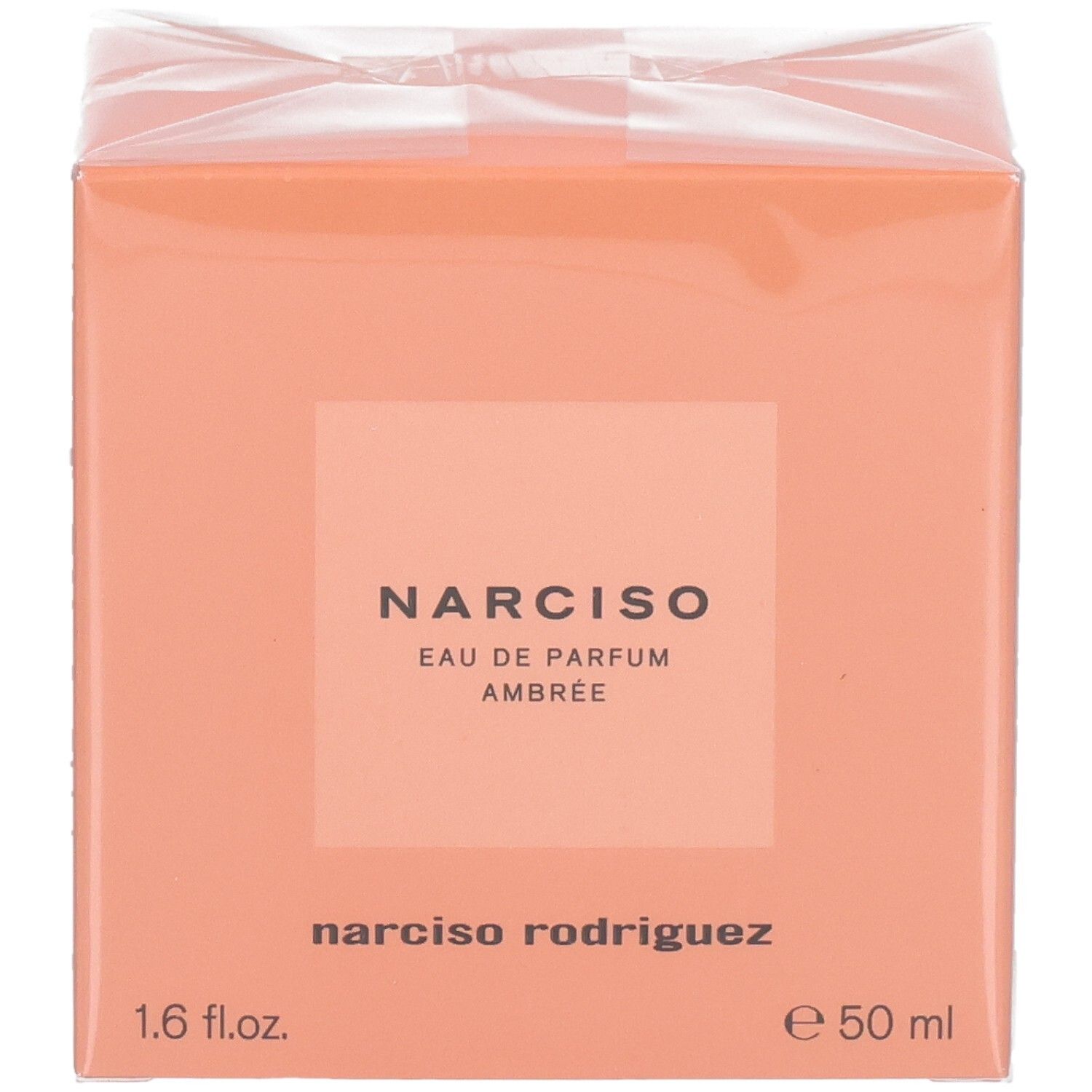 Face avant de l'emballage du parfum Narciso Rodriguez Eau de Parfum Ambrée, 50 ml.