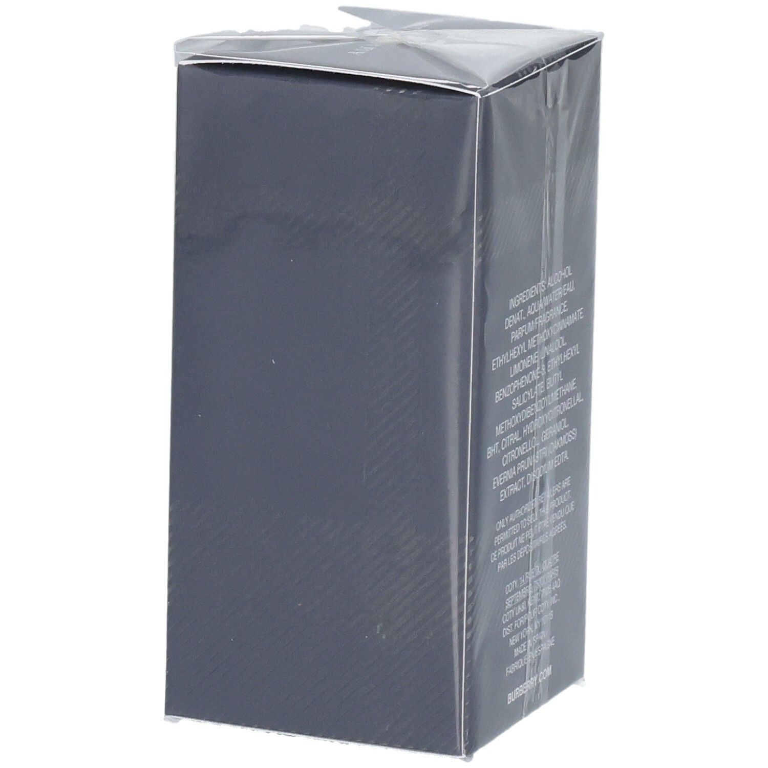 Achterkant van de verpakking van Burberry Weekend Eau de Toilette voor heren met ingrediënten.
