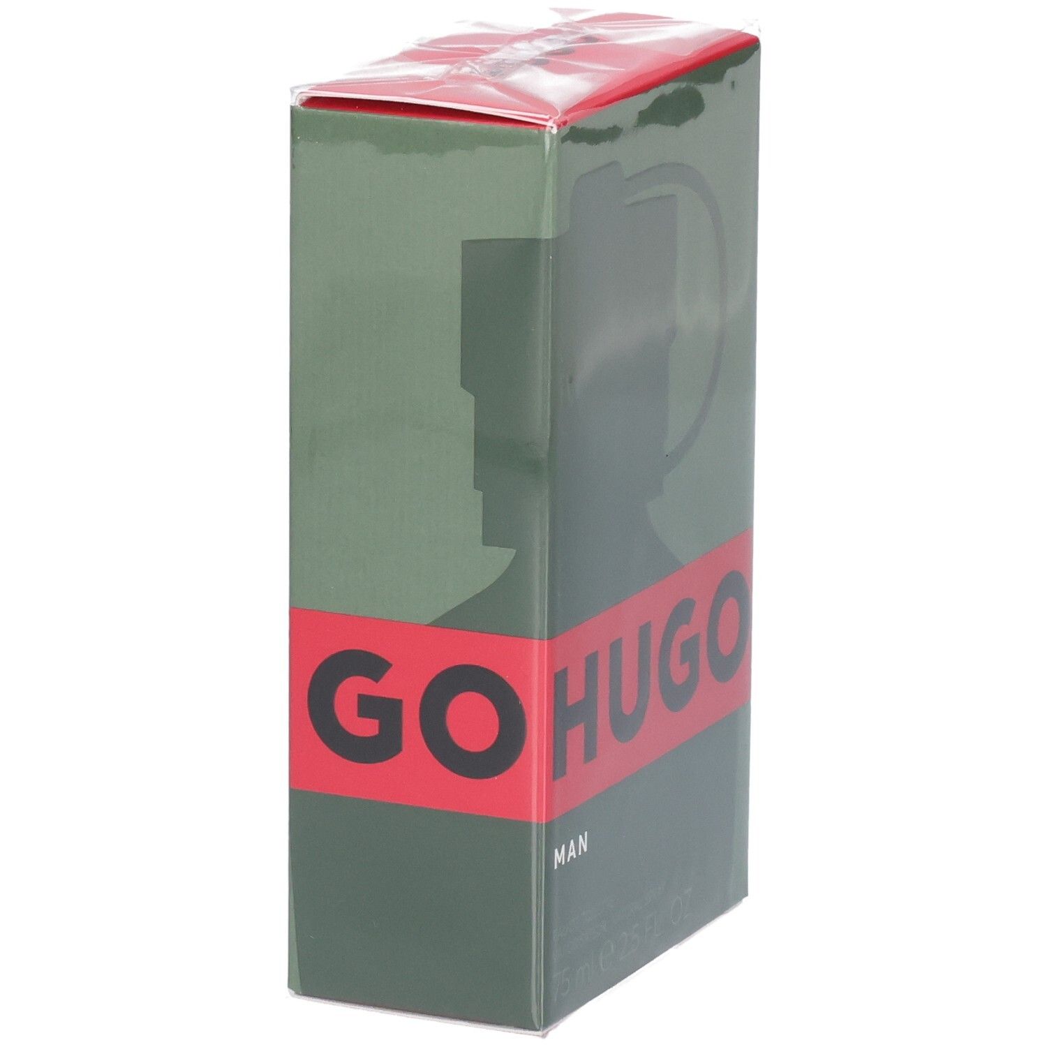 Boîte Hugo Boss Man Eau de Toilette, vue latérale.