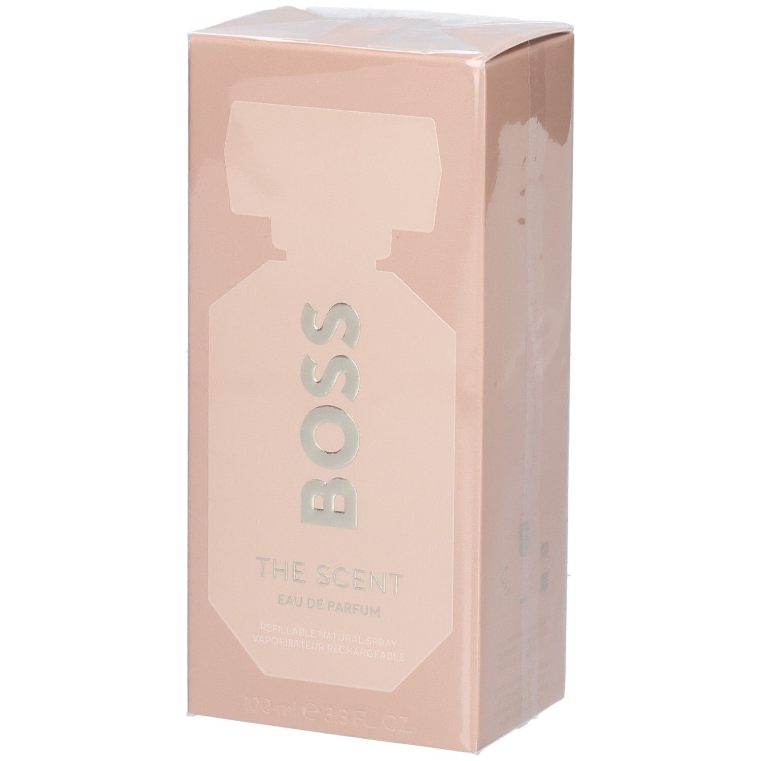 Verpakking van Hugo Boss The Scent Eau de Parfum voor dames, 100ml.