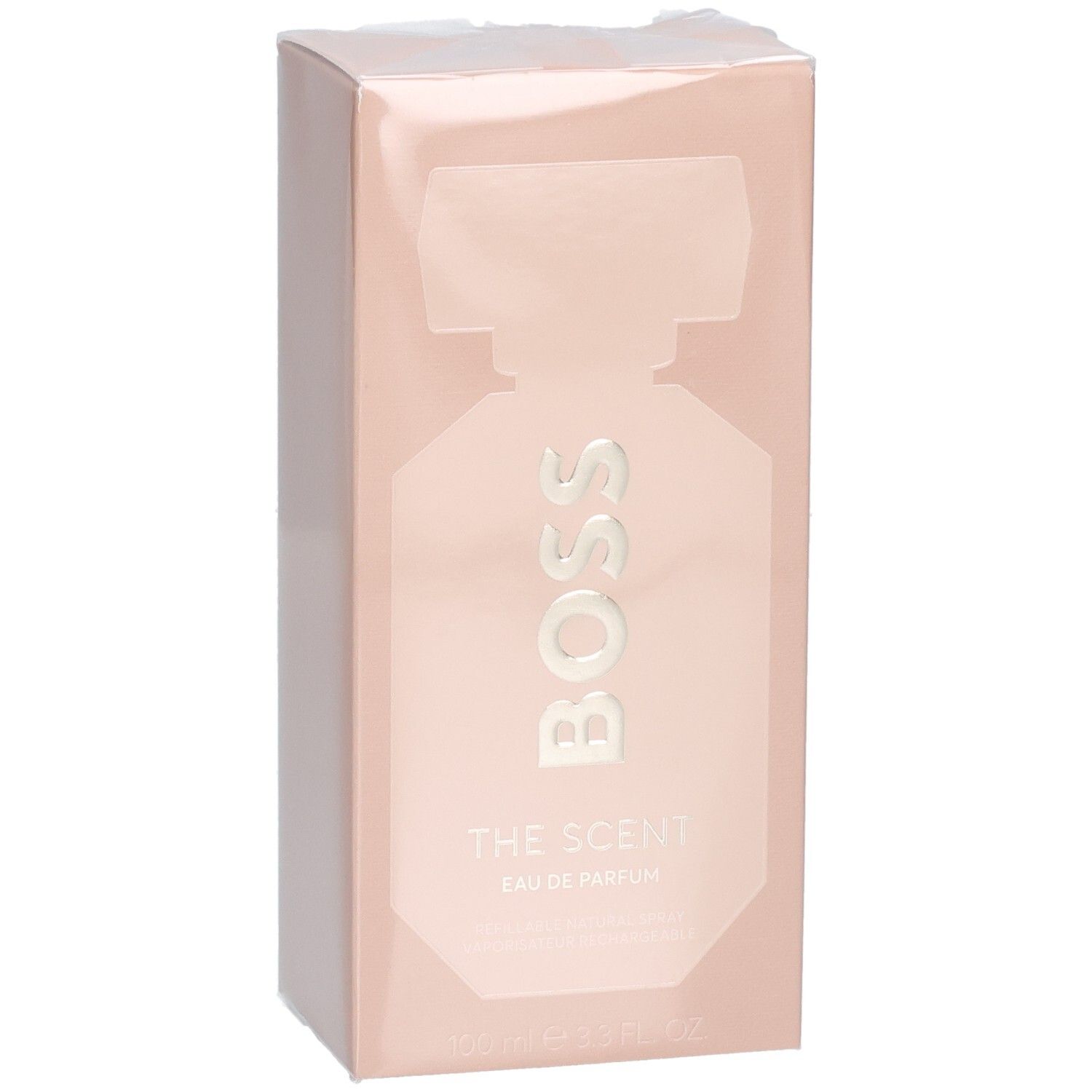 Verpakking van Hugo Boss The Scent Eau de Parfum voor dames, 100ml.