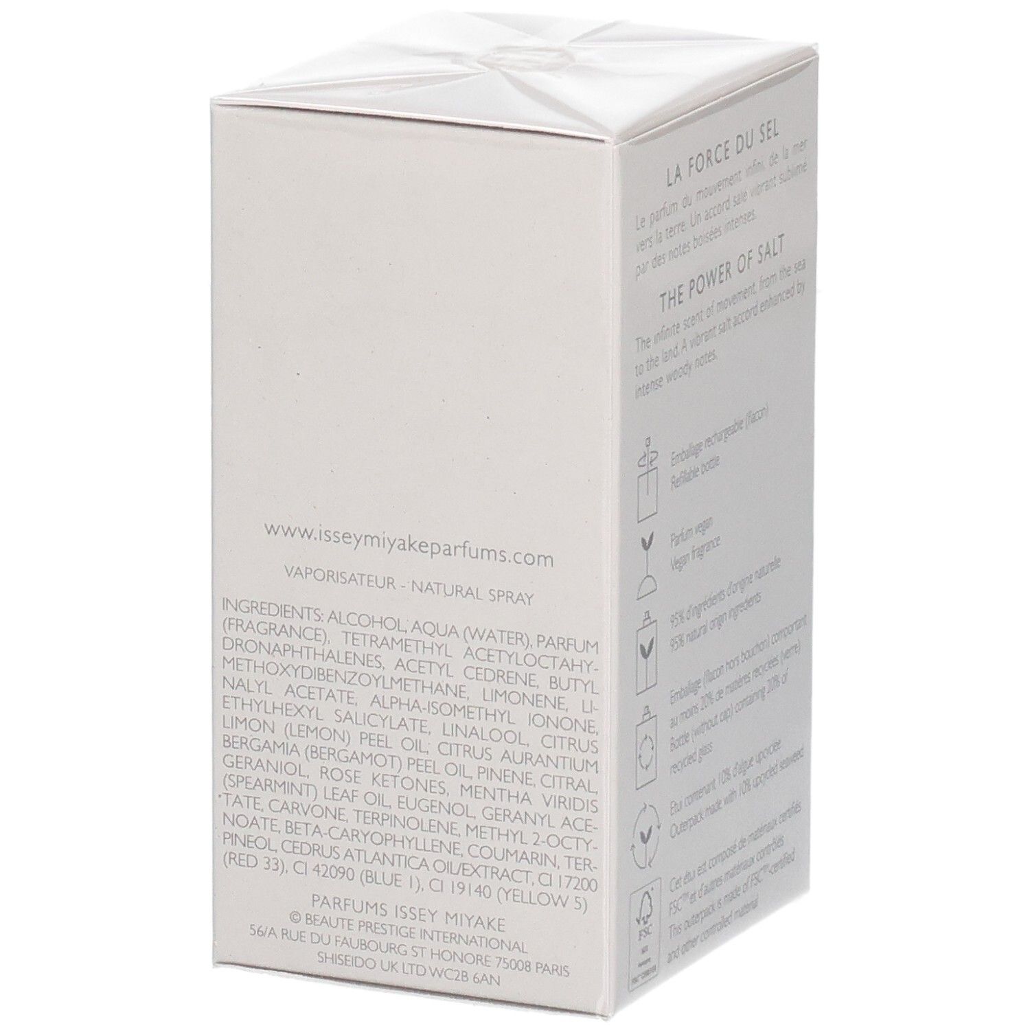 Issey Miyake Le Sel d'Issey Eau de Toilette, 50ml, navulbaar. Ingrediëntenlijst op de verpakking.