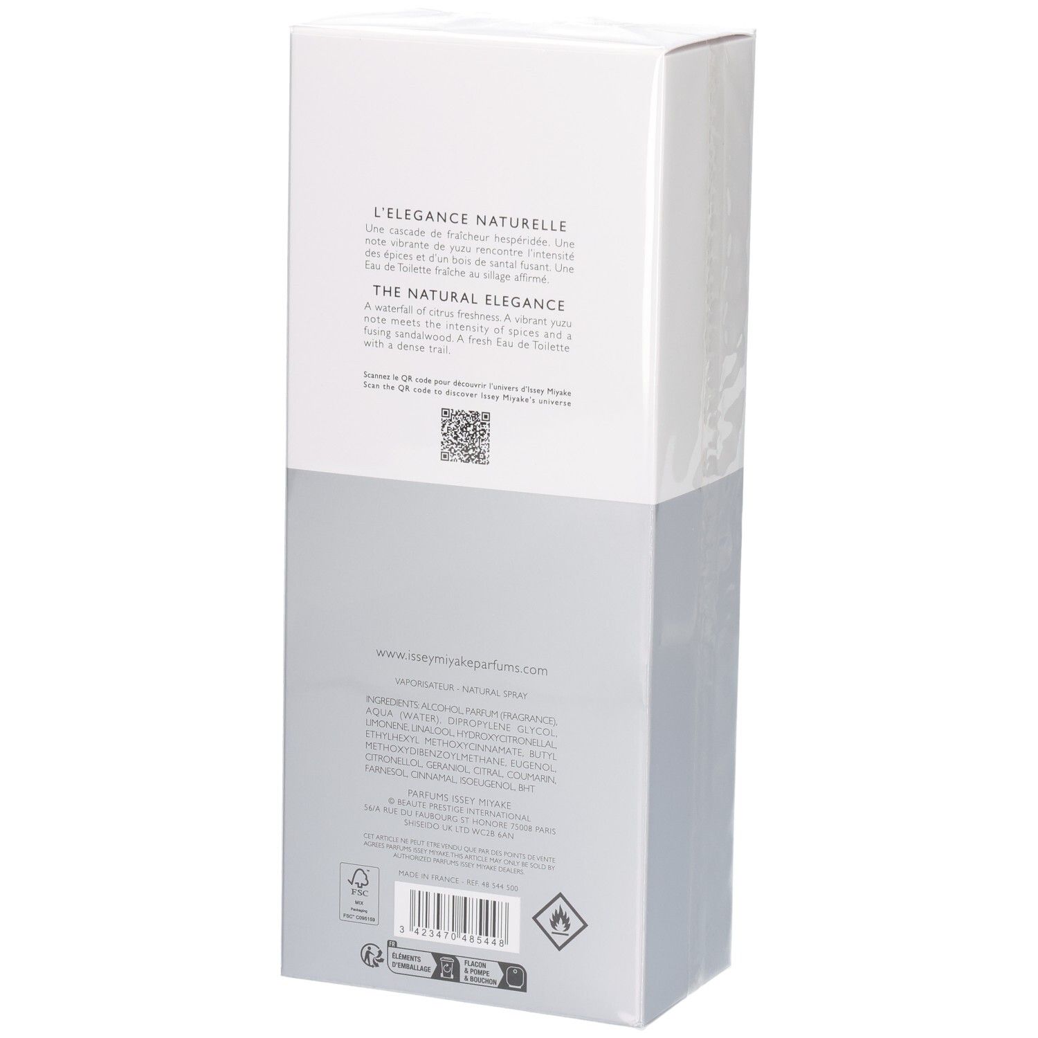 Arrière de la boîte Issey Miyake L'Eau d'Issey Pour Homme Eau de Toilette.