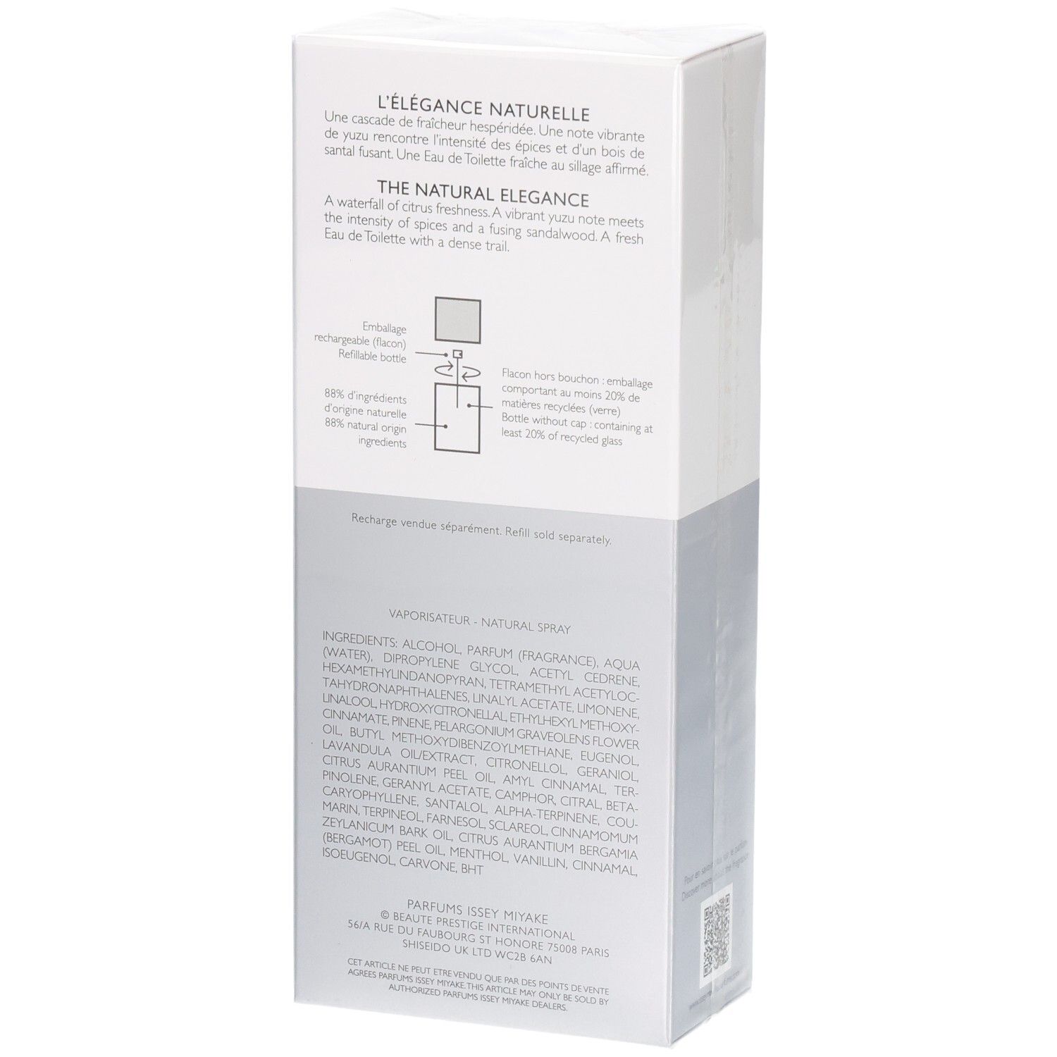 Boîte Issey Miyake L'eau d'Issey Pour Homme Eau de Toilette, côté.
