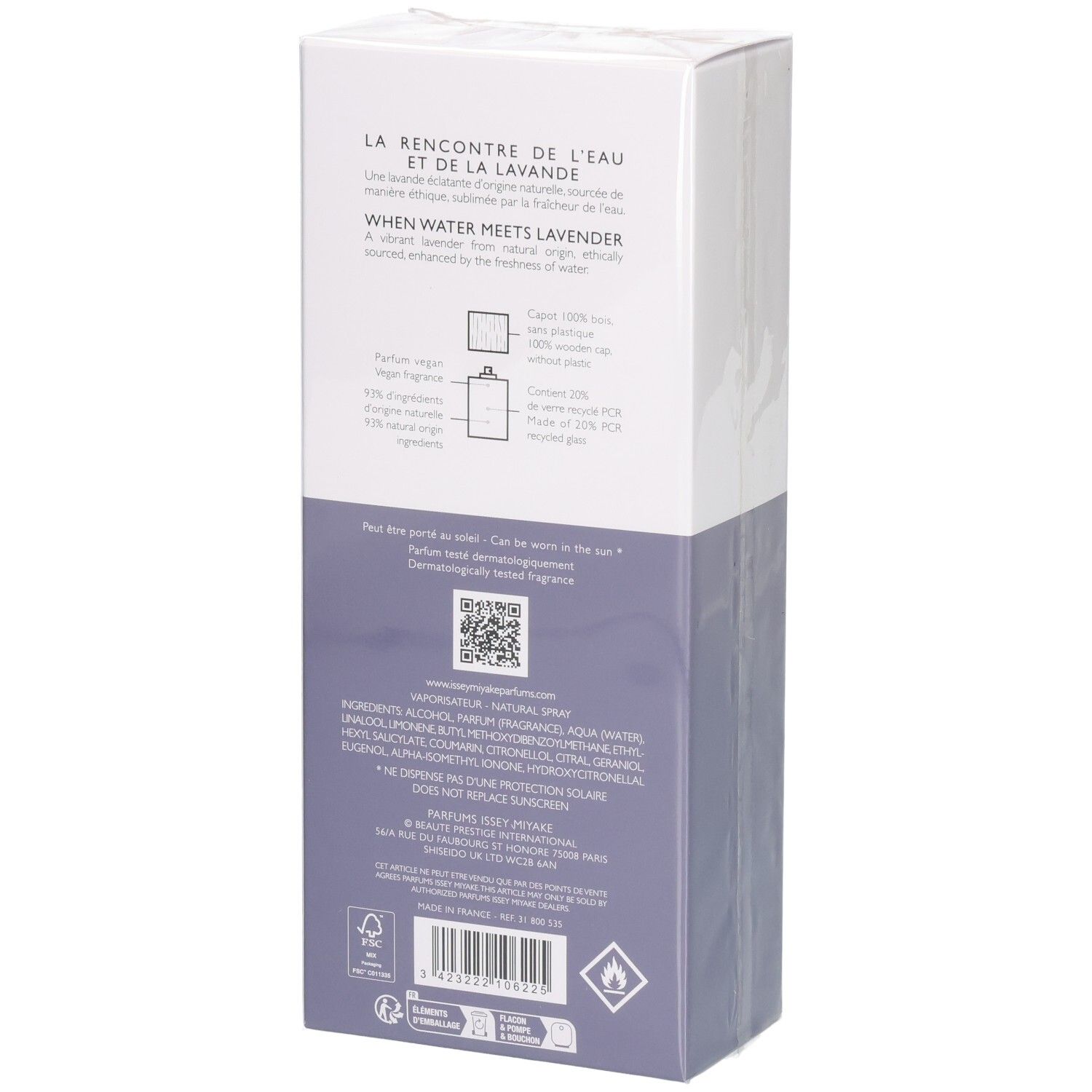 Issey Miyake L'Eau d'Issey pour Homme Solar Lavender Eau de Toilette Intense 100ml boîte, verso.