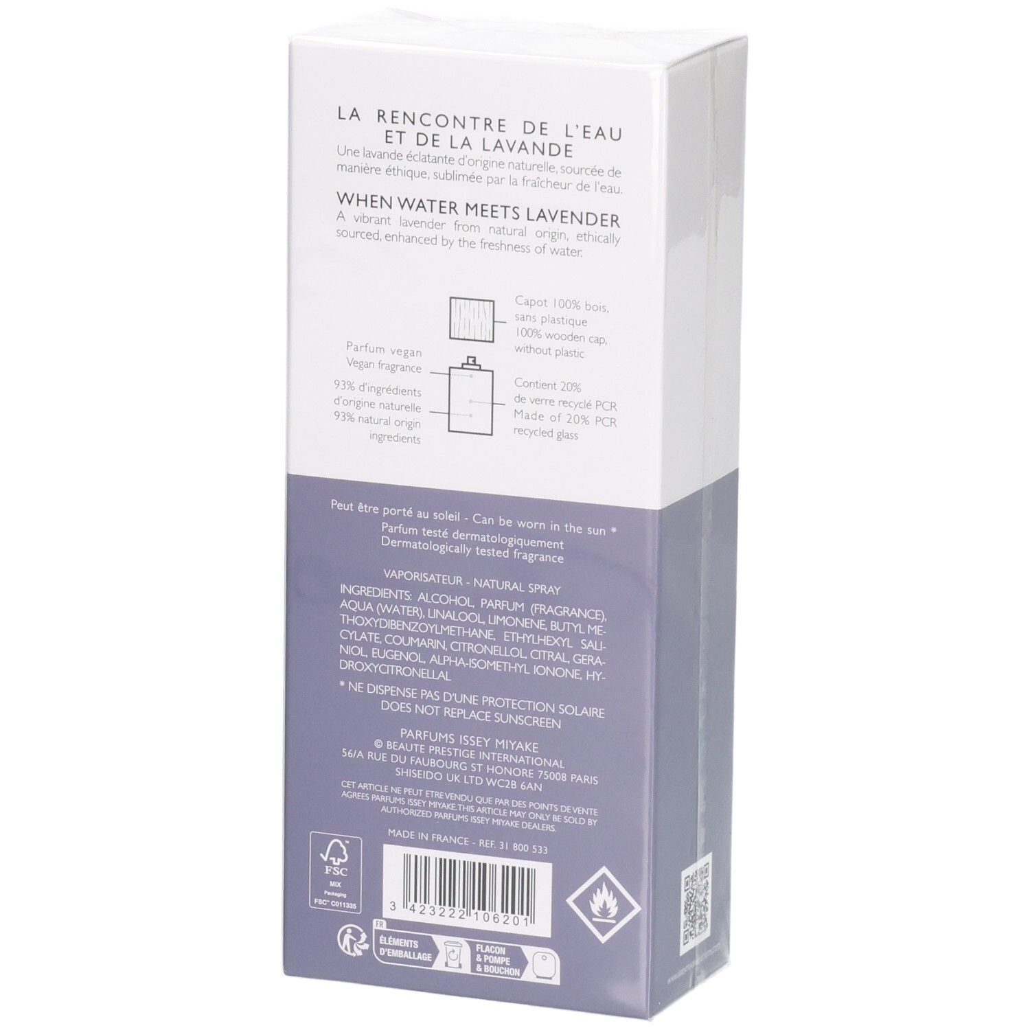 Issey Miyake L'Eau d'Issey Pour Homme Solar Lavender Eau de Toilette Intense 50ml boîte, côté.