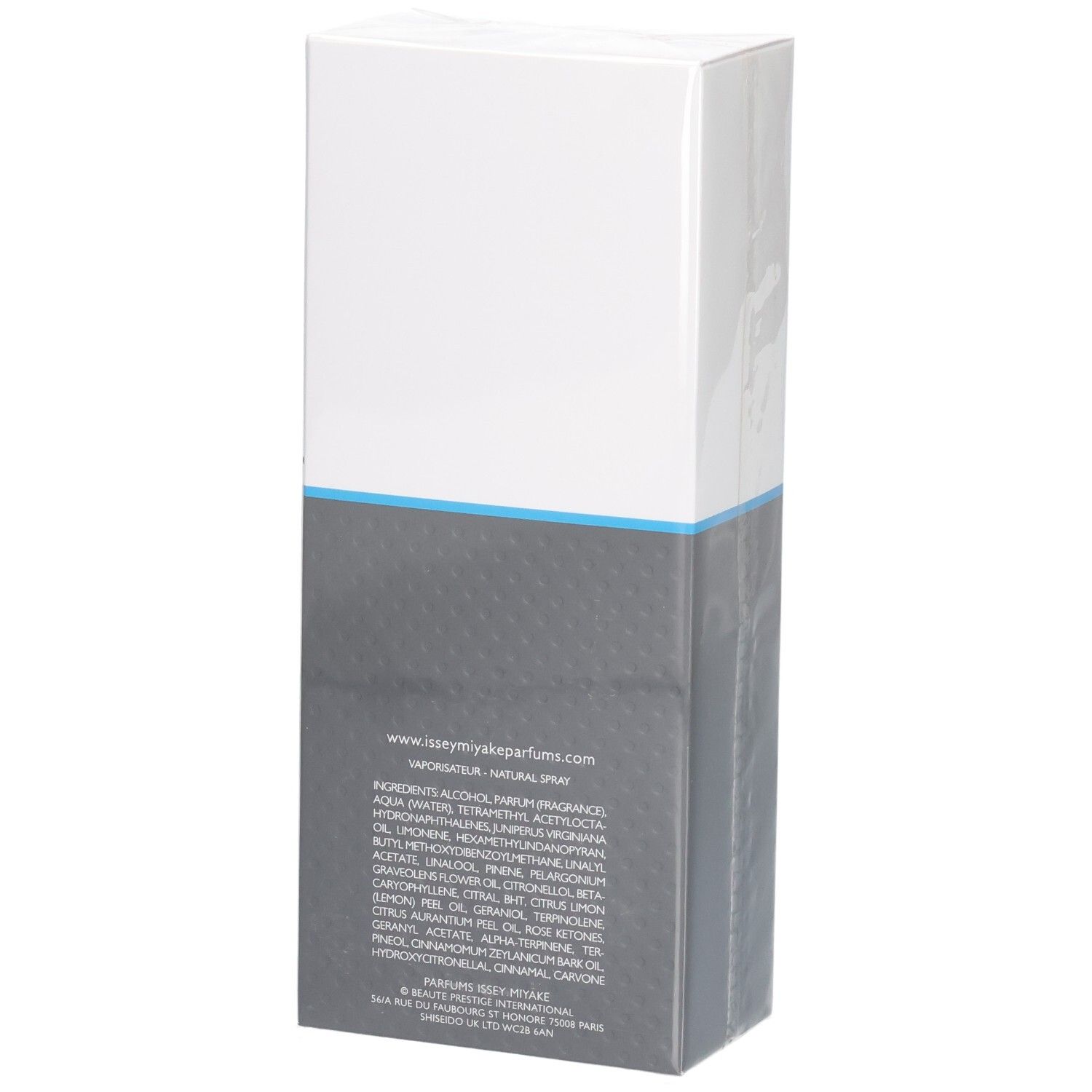 Achterkant van de verpakking van Issey Miyake L'Eau d'Issey Pour Homme Sport Eau de Toilette met ingrediënten.